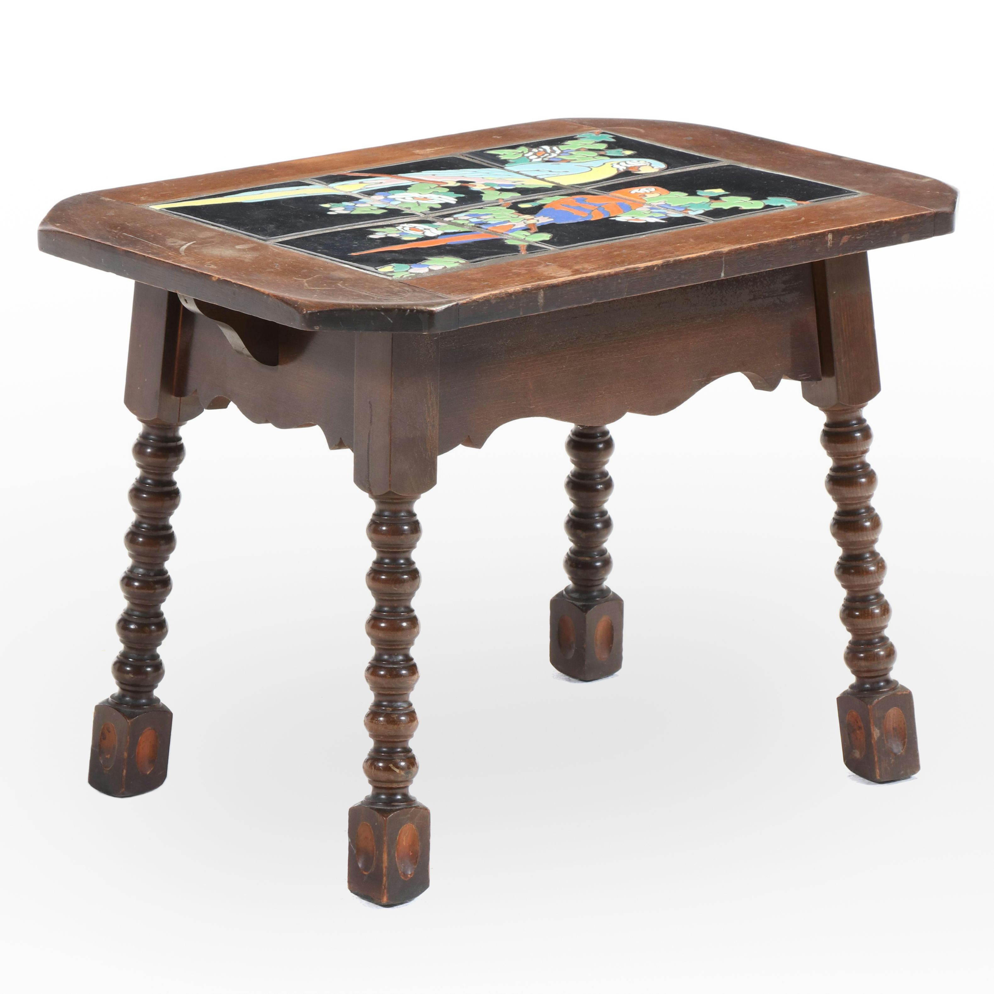 Taylor Tile Mission Style Table with Ceramic Parrot Tile Top