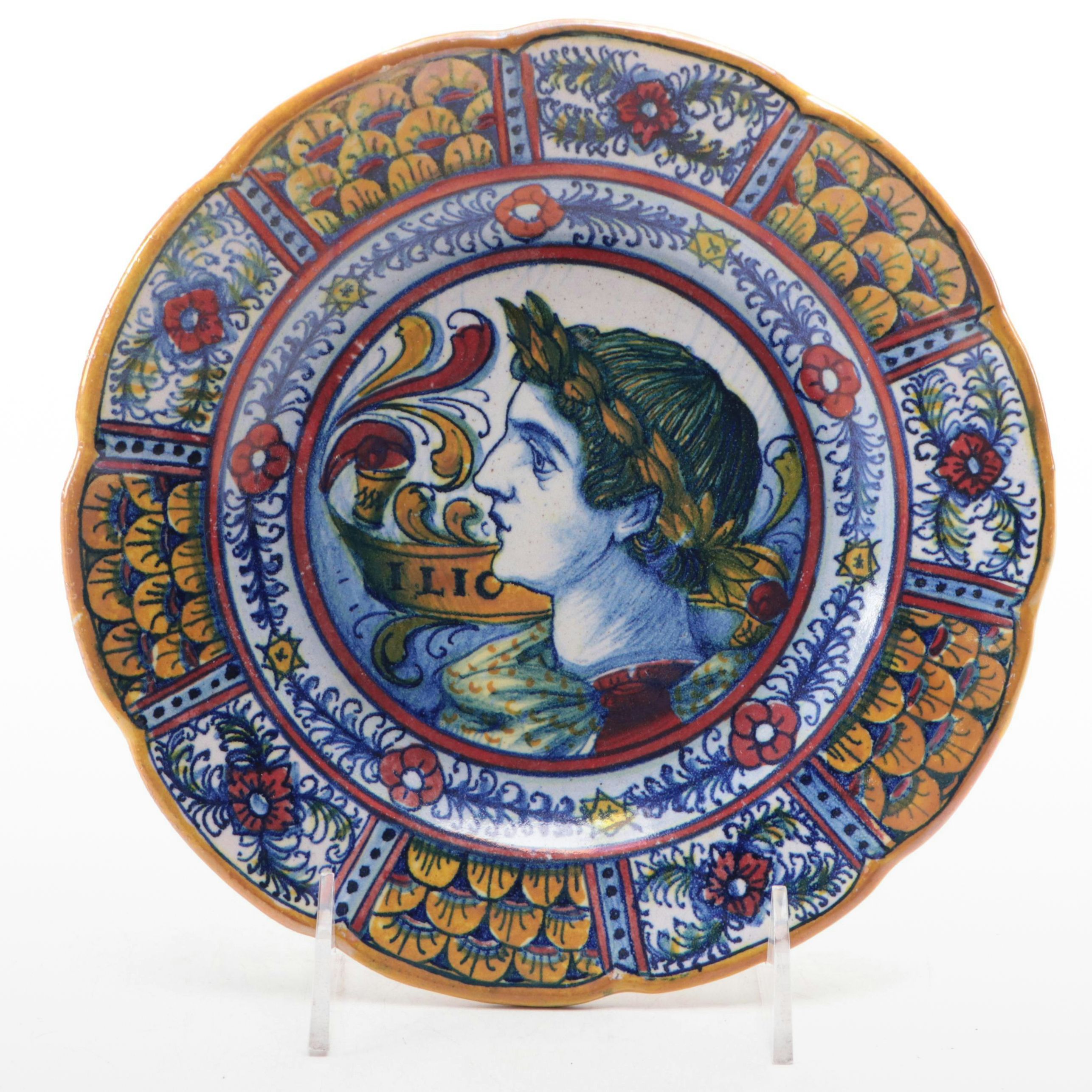 Hand-Painted Greco-Roman Motif Lusterware Plate