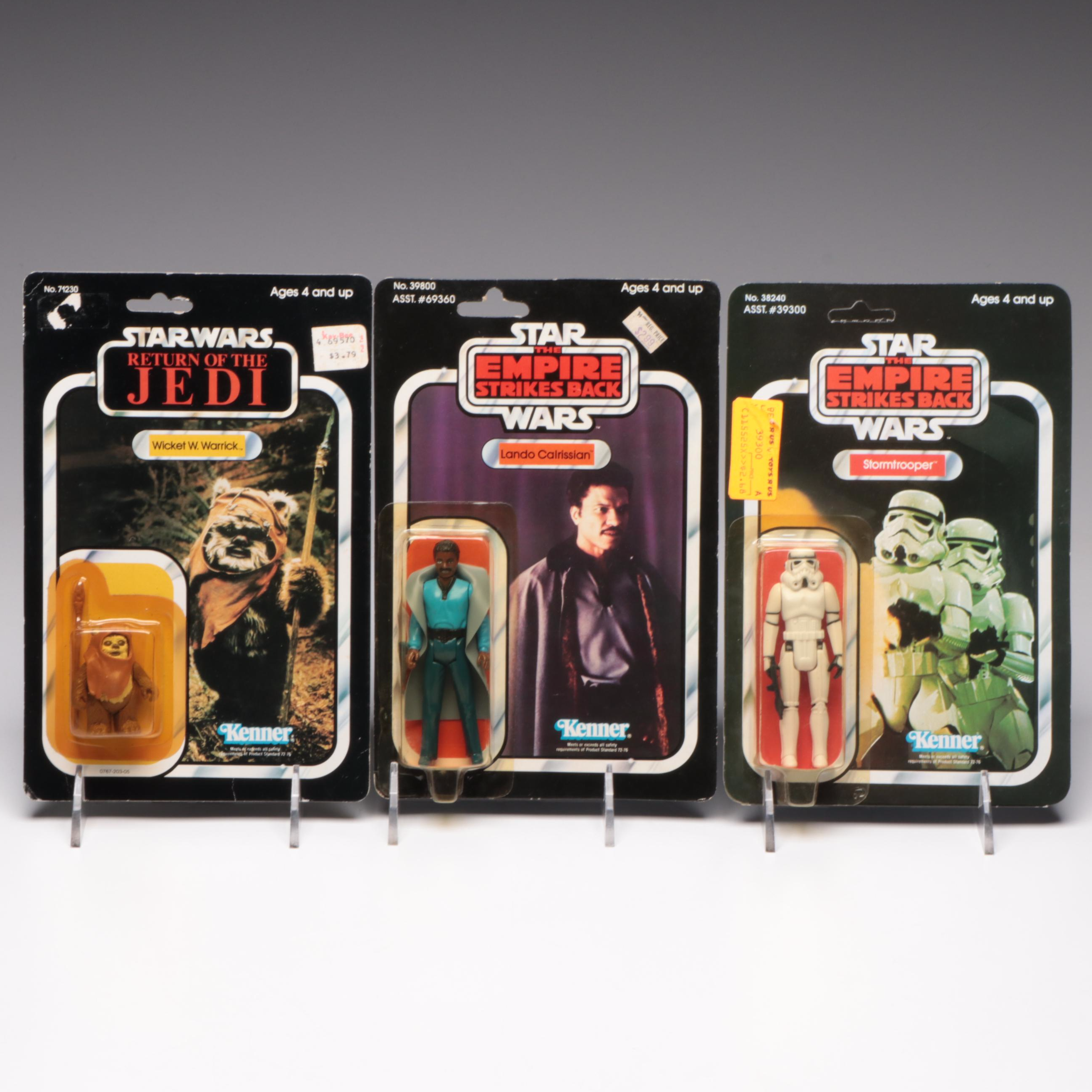 Kenner Star Wars Carded Lando Calrissian, Stormtrooper and Ewok Action Figures