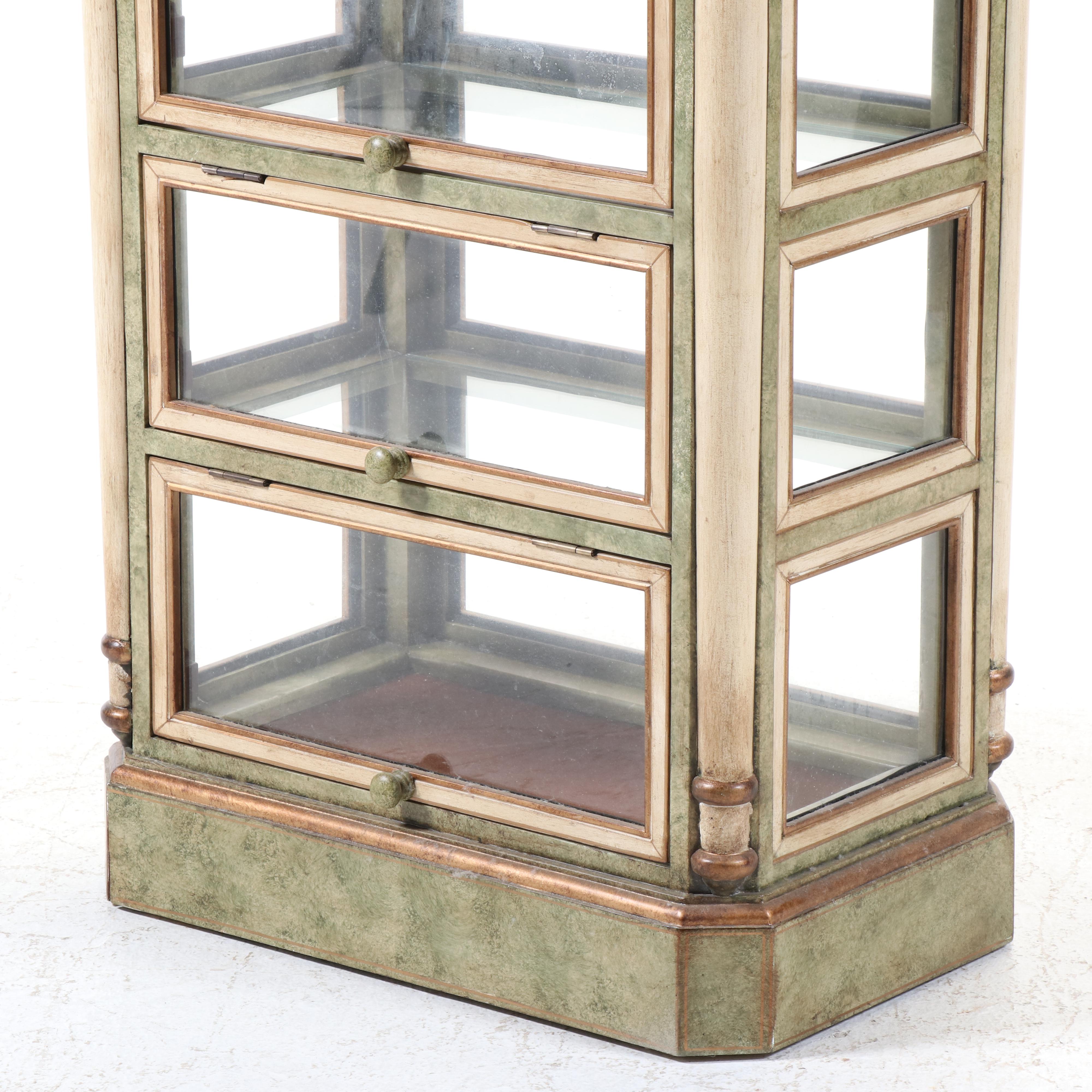 Louis Philippe Style Painted and Parcel-Gilt Seven-Compartment Display Case