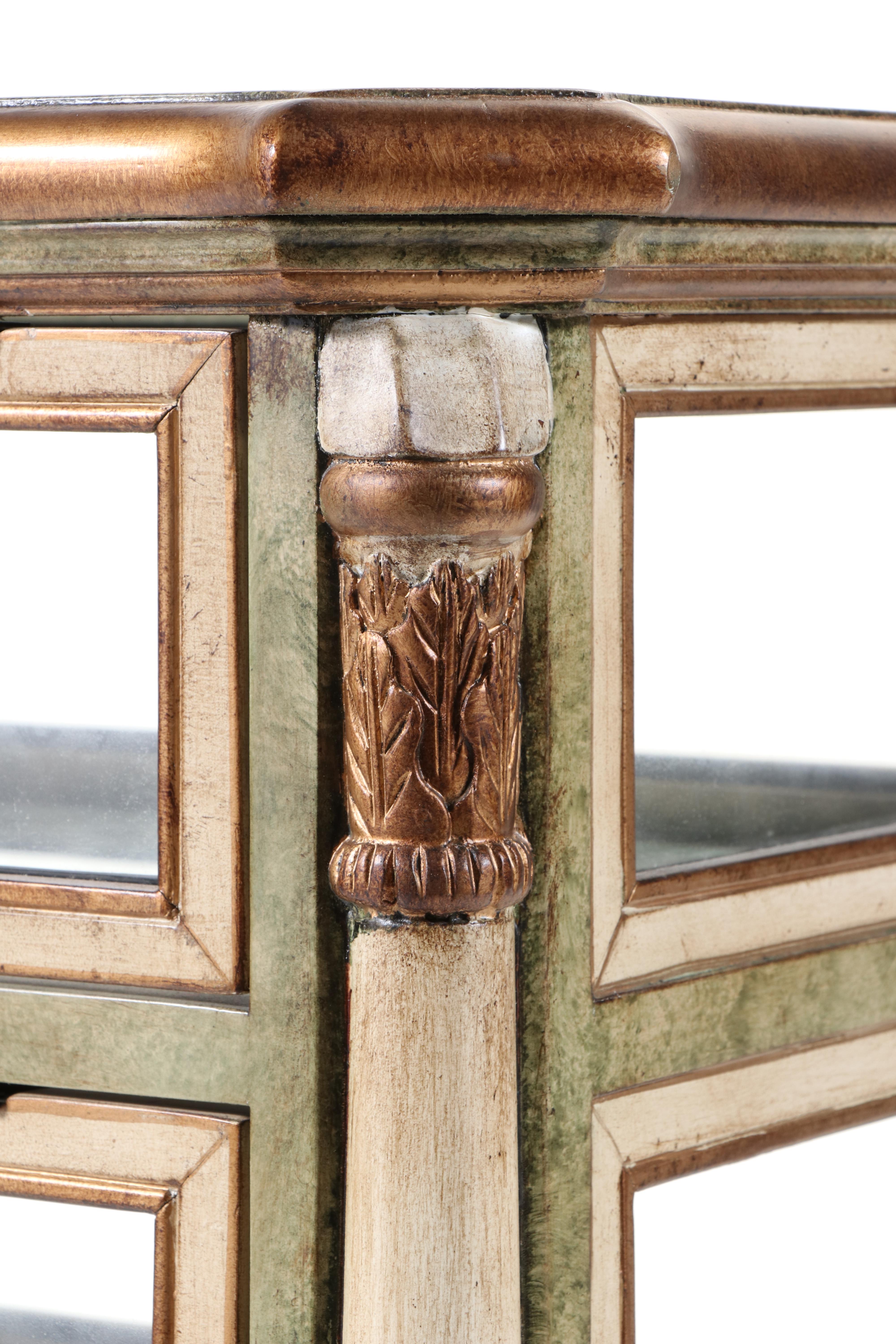 Louis Philippe Style Painted and Parcel-Gilt Seven-Compartment Display Case