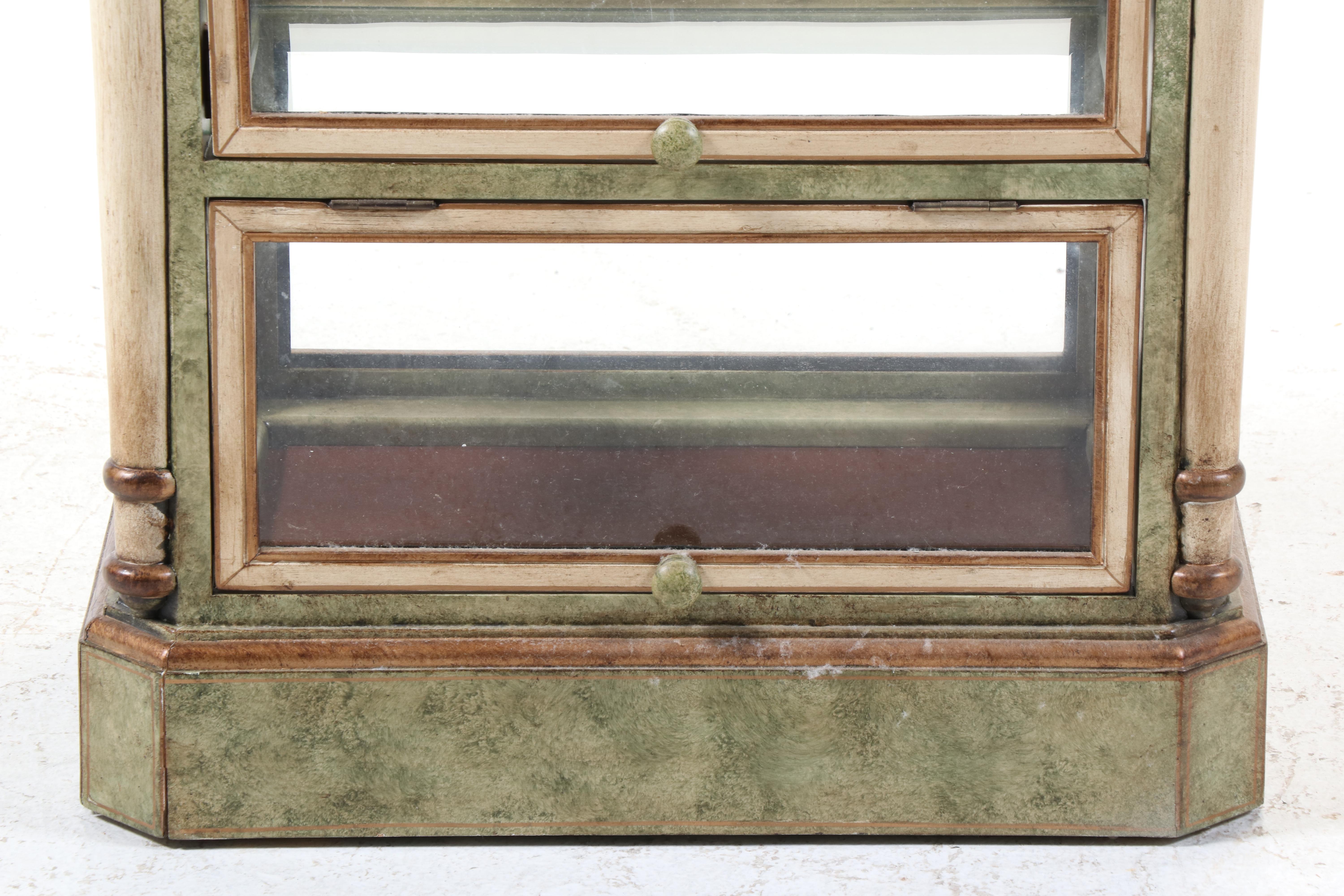 Louis Philippe Style Painted and Parcel-Gilt Seven-Compartment Display Case