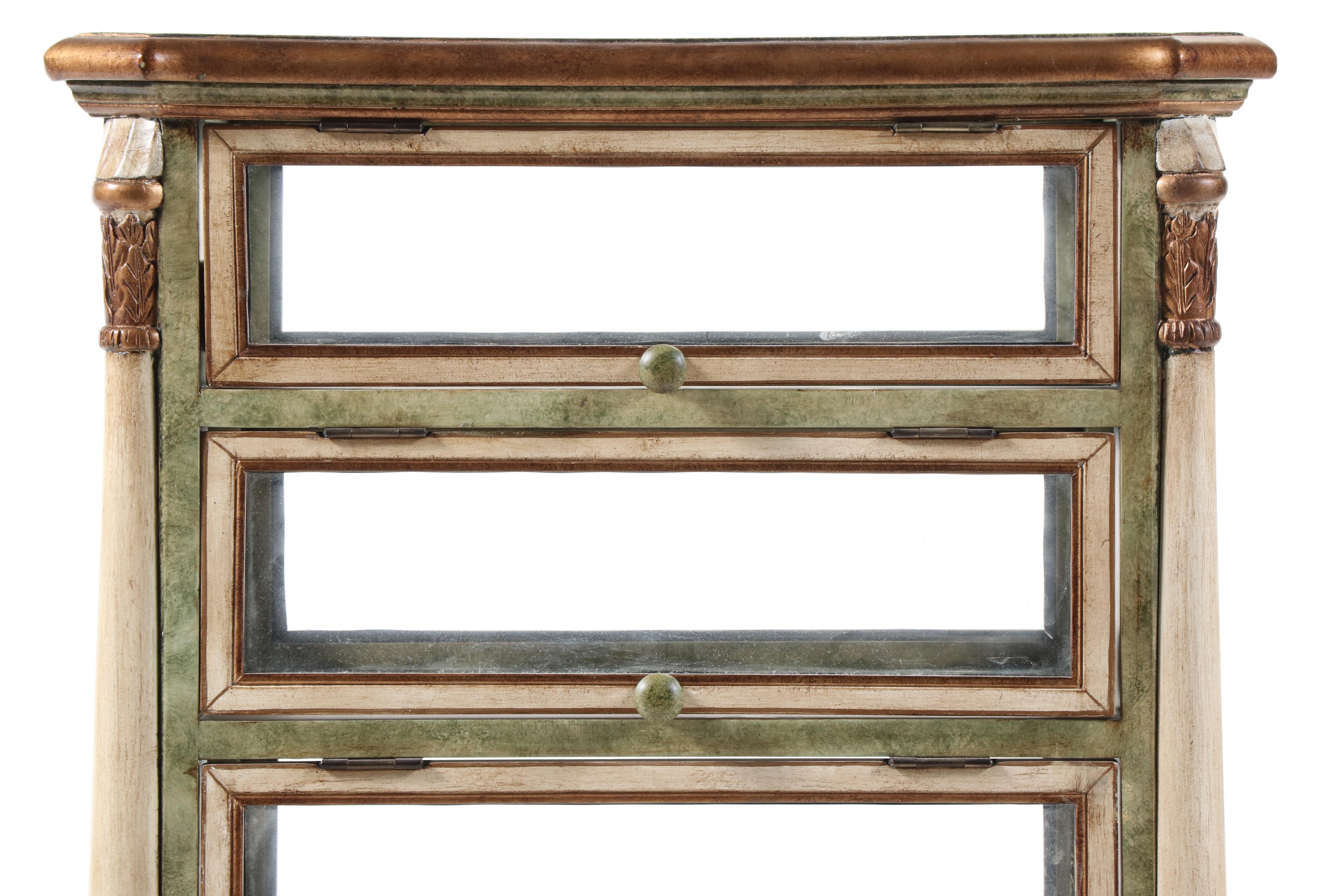 Louis Philippe Style Painted and Parcel-Gilt Seven-Compartment Display Case