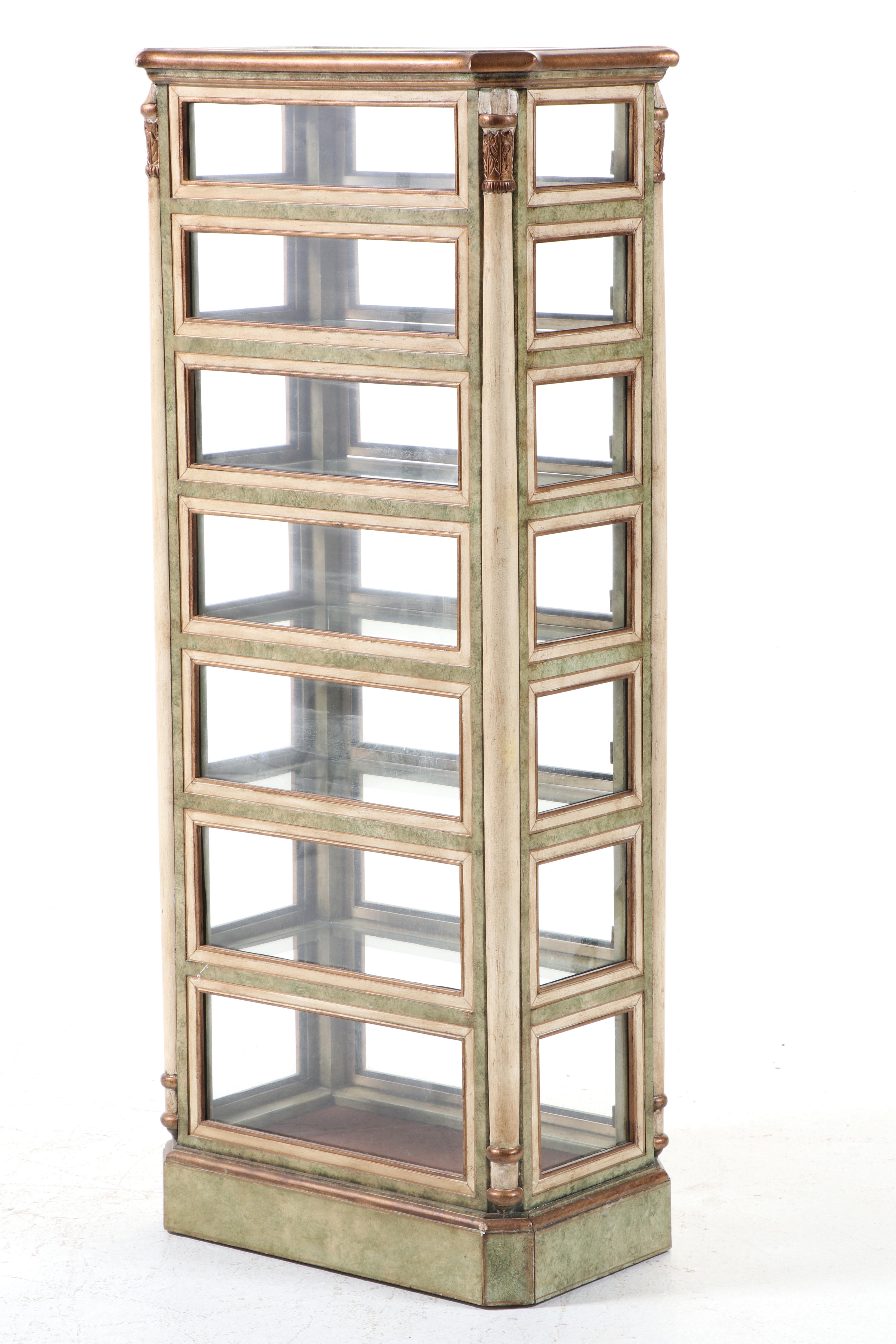 Louis Philippe Style Painted and Parcel-Gilt Seven-Compartment Display Case