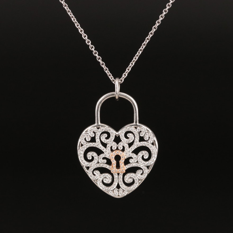 Tiffany Platinum, 18K Rose Gold and CTW Diamond Heart