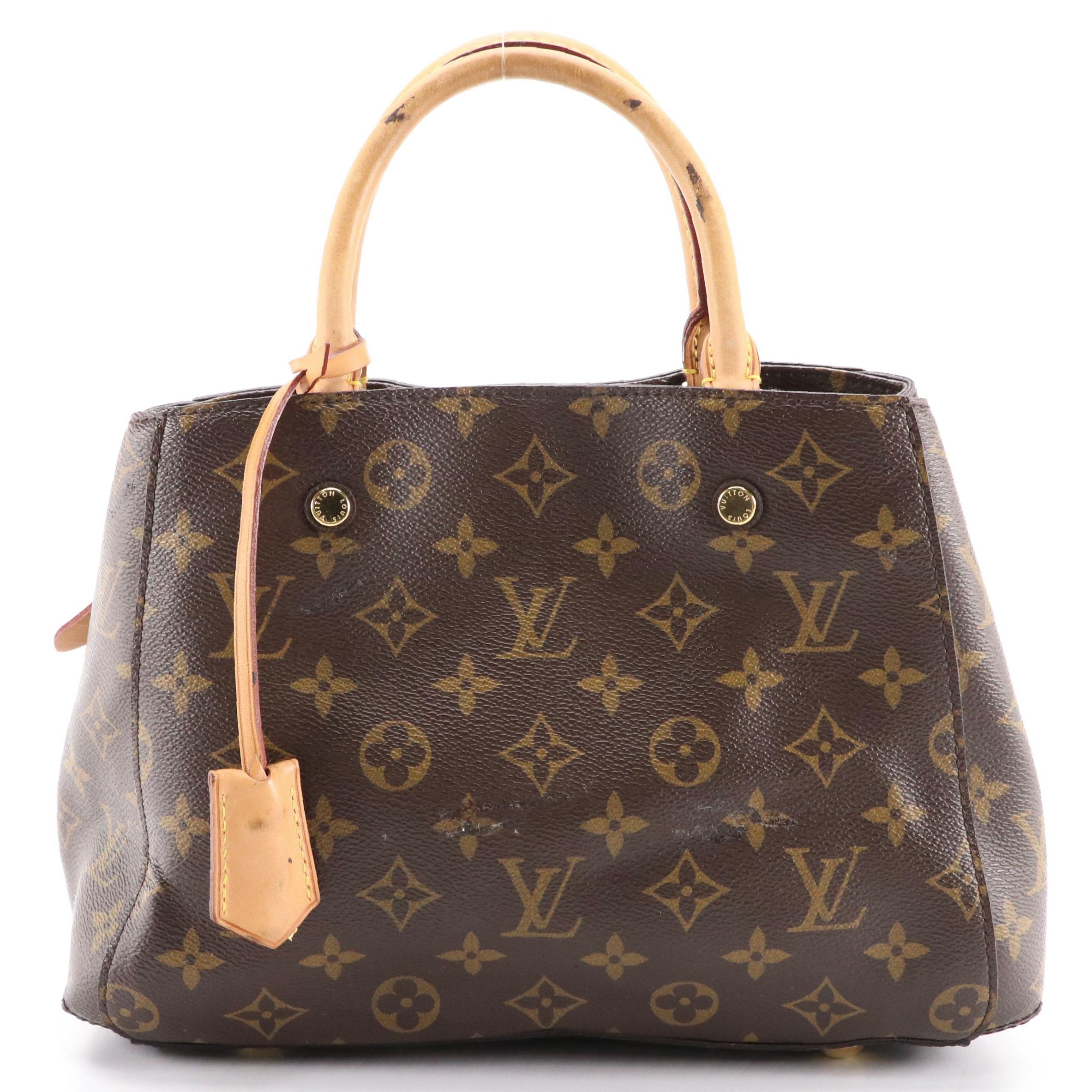 Louis Vuitton Montaigne BB Bag in Monogram Canvas and Vachetta Leather