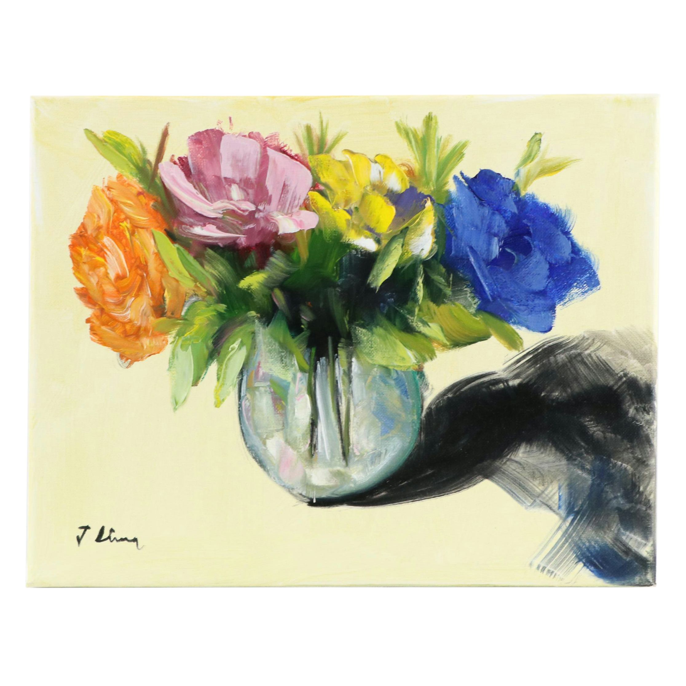 José M. Lima Floral Still Life Oil Painting, 2024