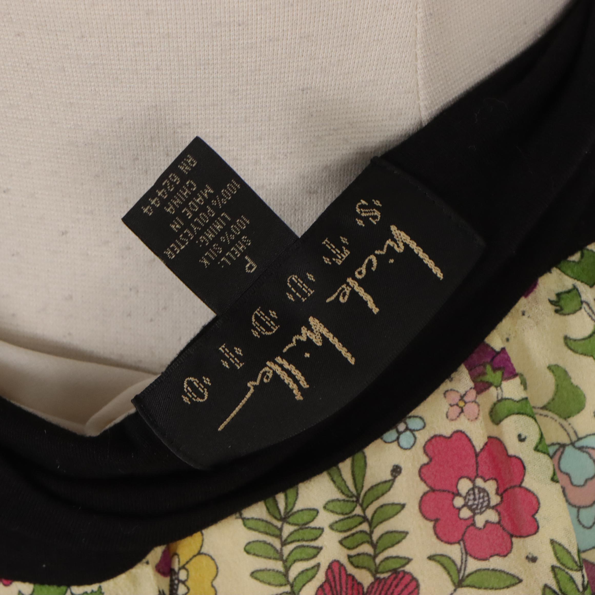 Nicole Miller Silk Handkerchief Skirt & Crest Multi-Textile Fringed Denim Skirt