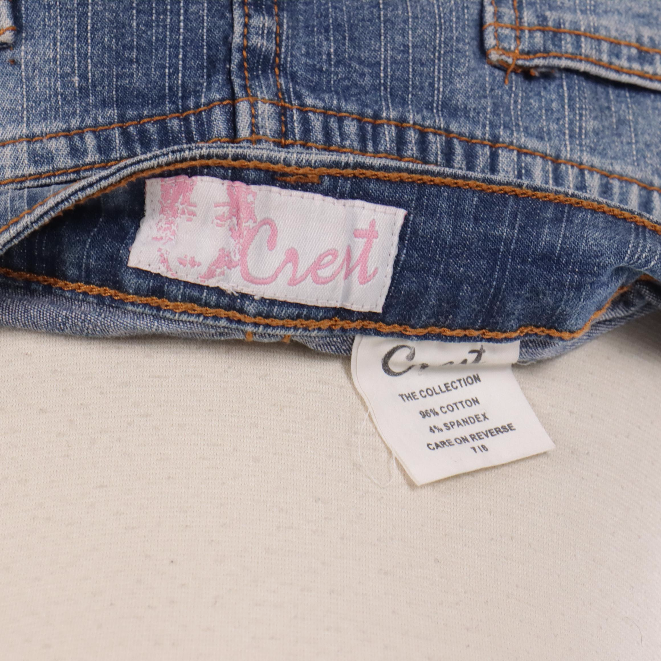 Nicole Miller Silk Handkerchief Skirt & Crest Multi-Textile Fringed Denim Skirt