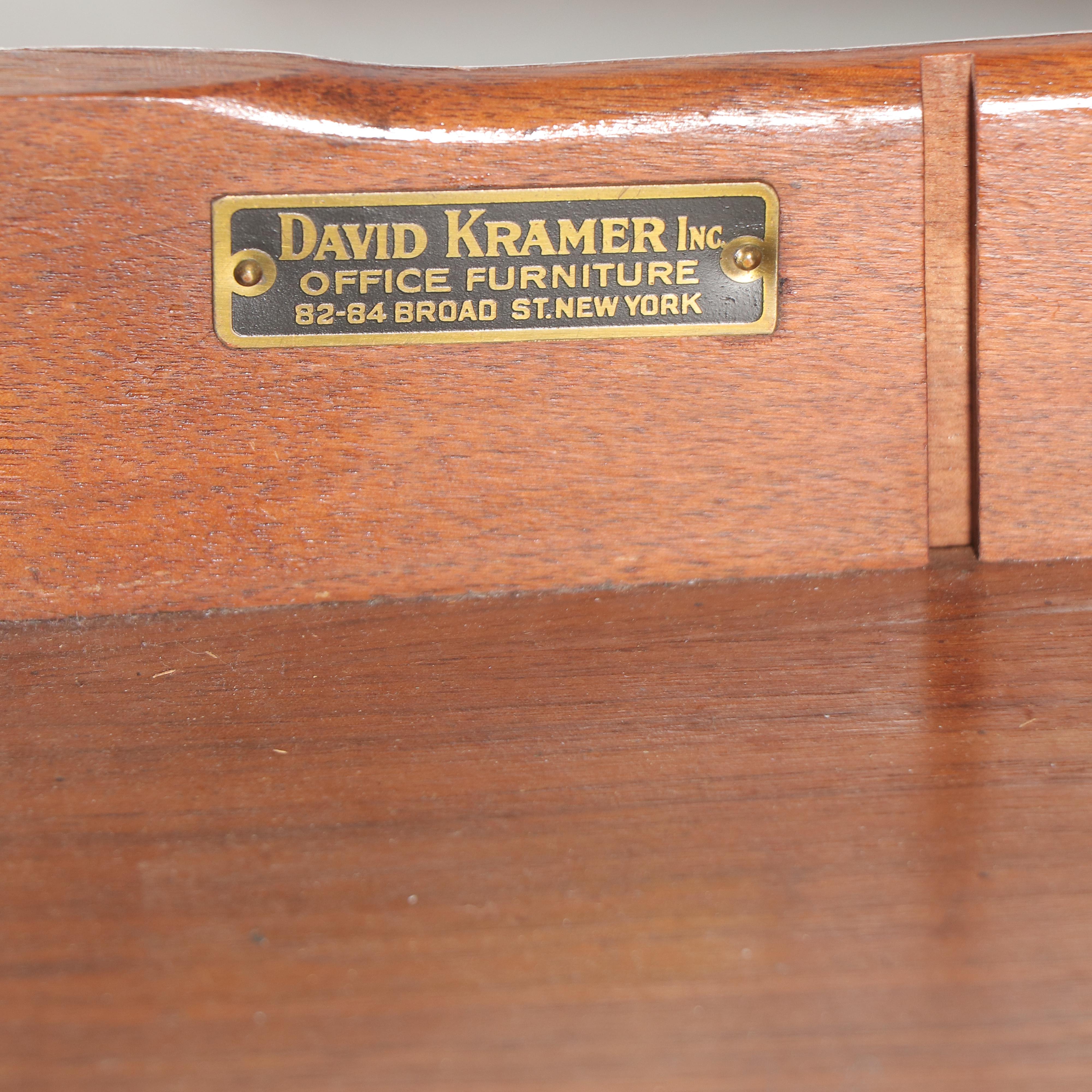 David Kramer Inc. Four-Drawer Walnut Desk with Acrylic Top, Mid-20th Century