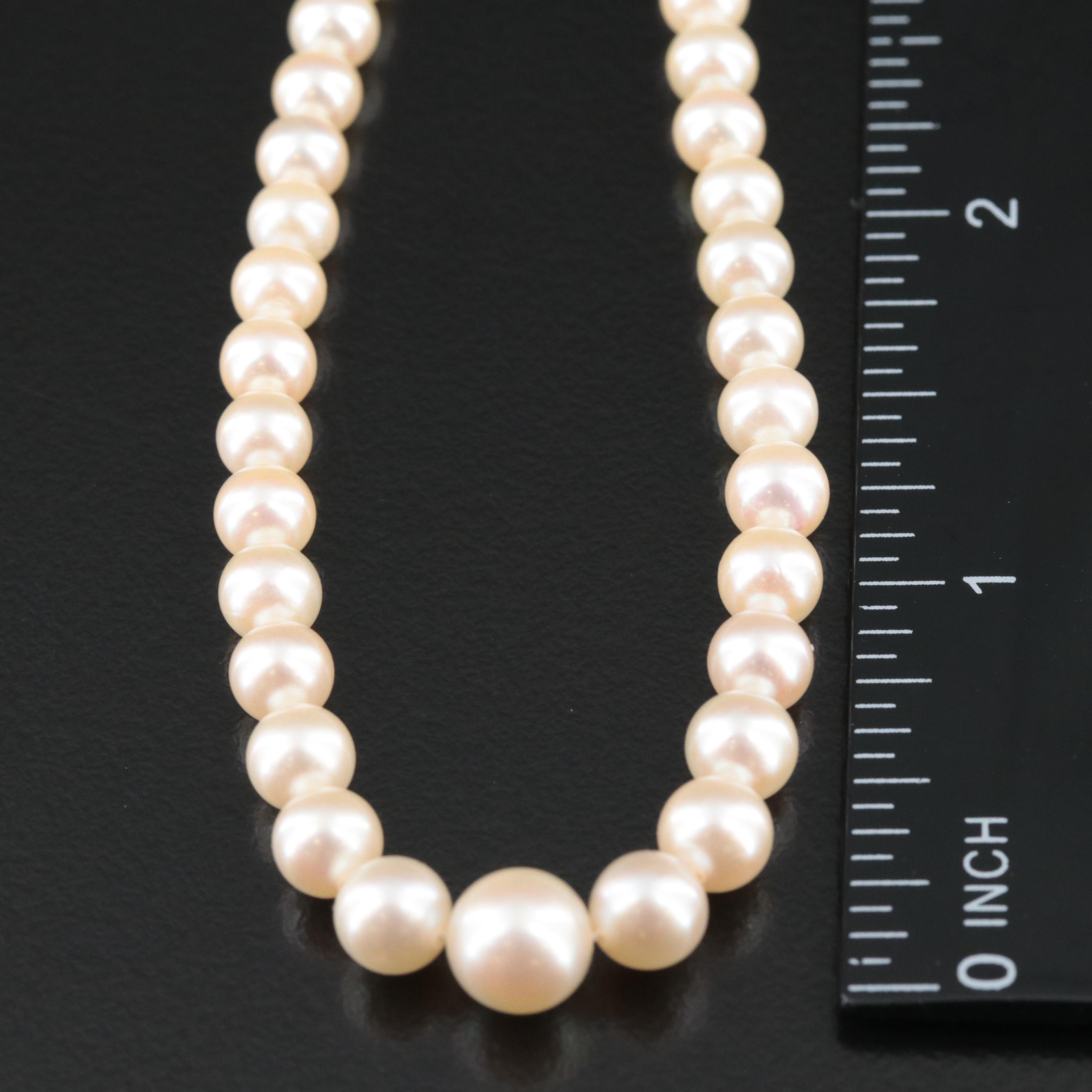 Vintage Mikimoto Graduated Pearl Necklace with 10K Clasp