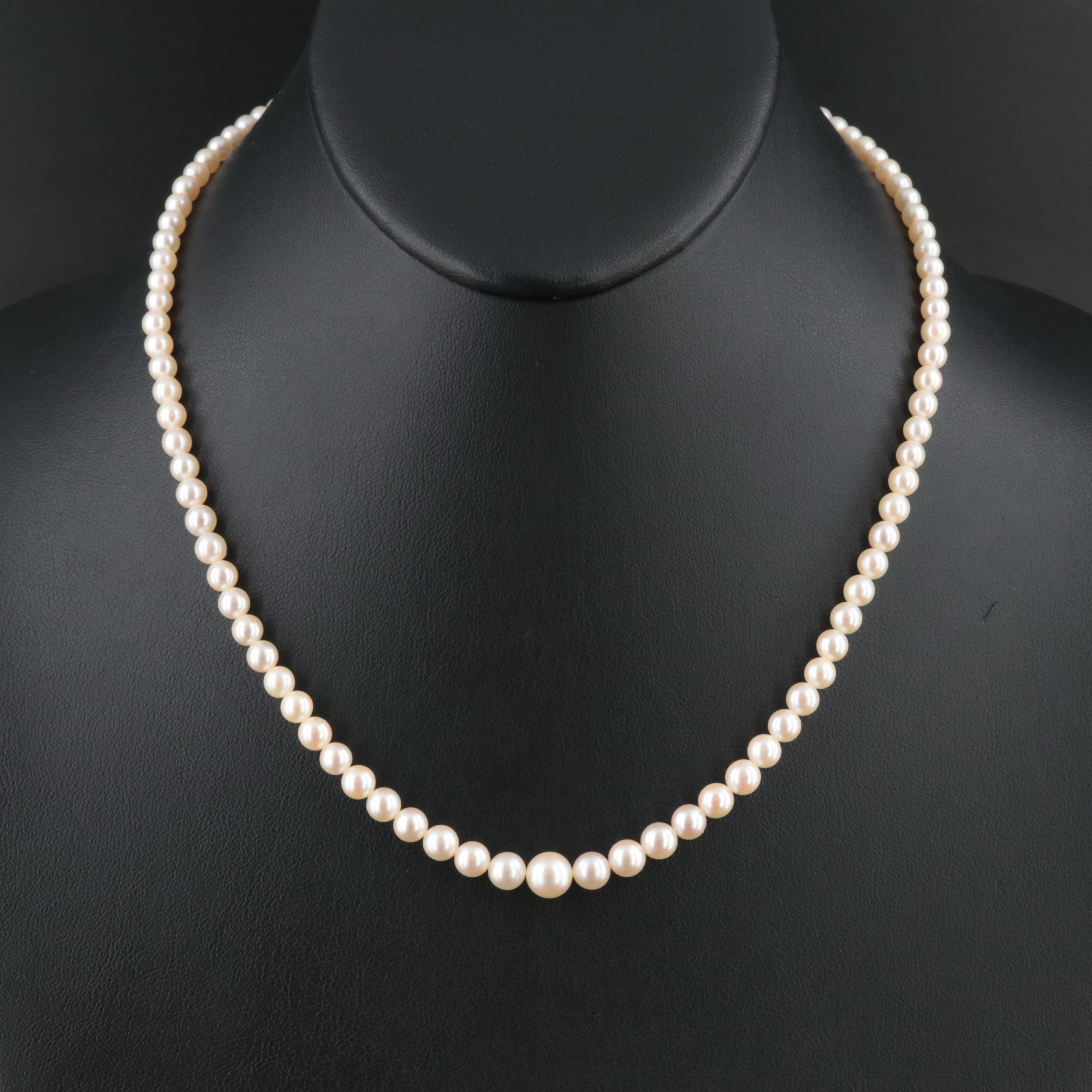 Vintage Mikimoto Graduated Pearl Necklace with 10K Clasp