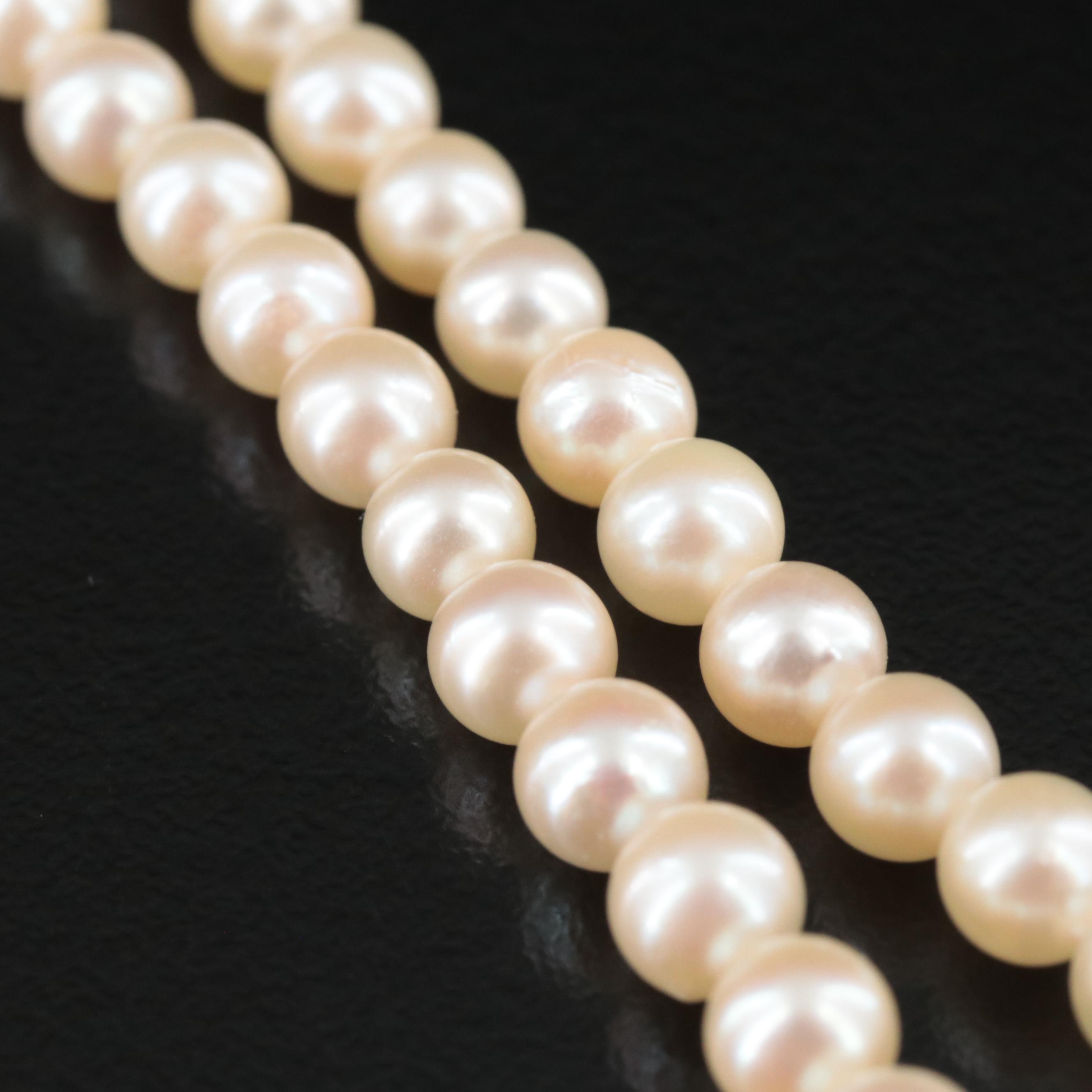Vintage Mikimoto Graduated Pearl Necklace with 10K Clasp