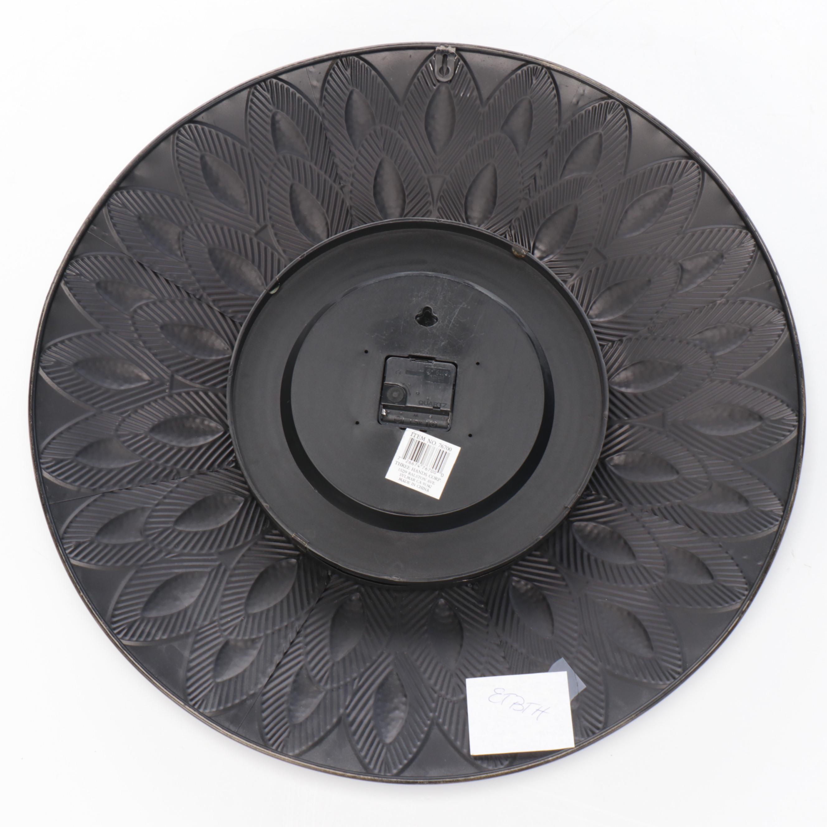 Three Hands Corp Metal Battery Operated Wall Clock