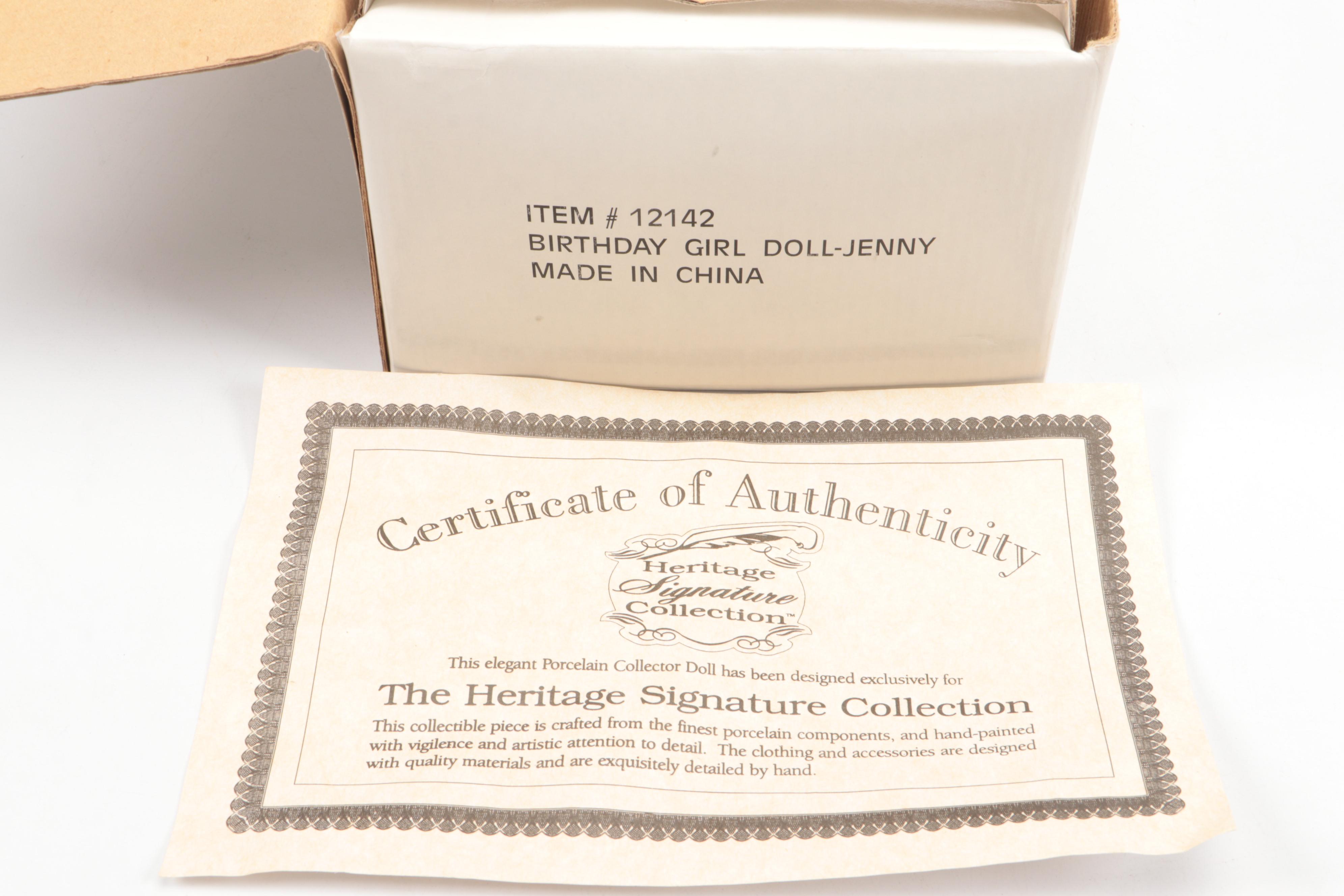 Heritage Signature Collection "Birthday Girl Jennie" with Other Porcelain Dolls