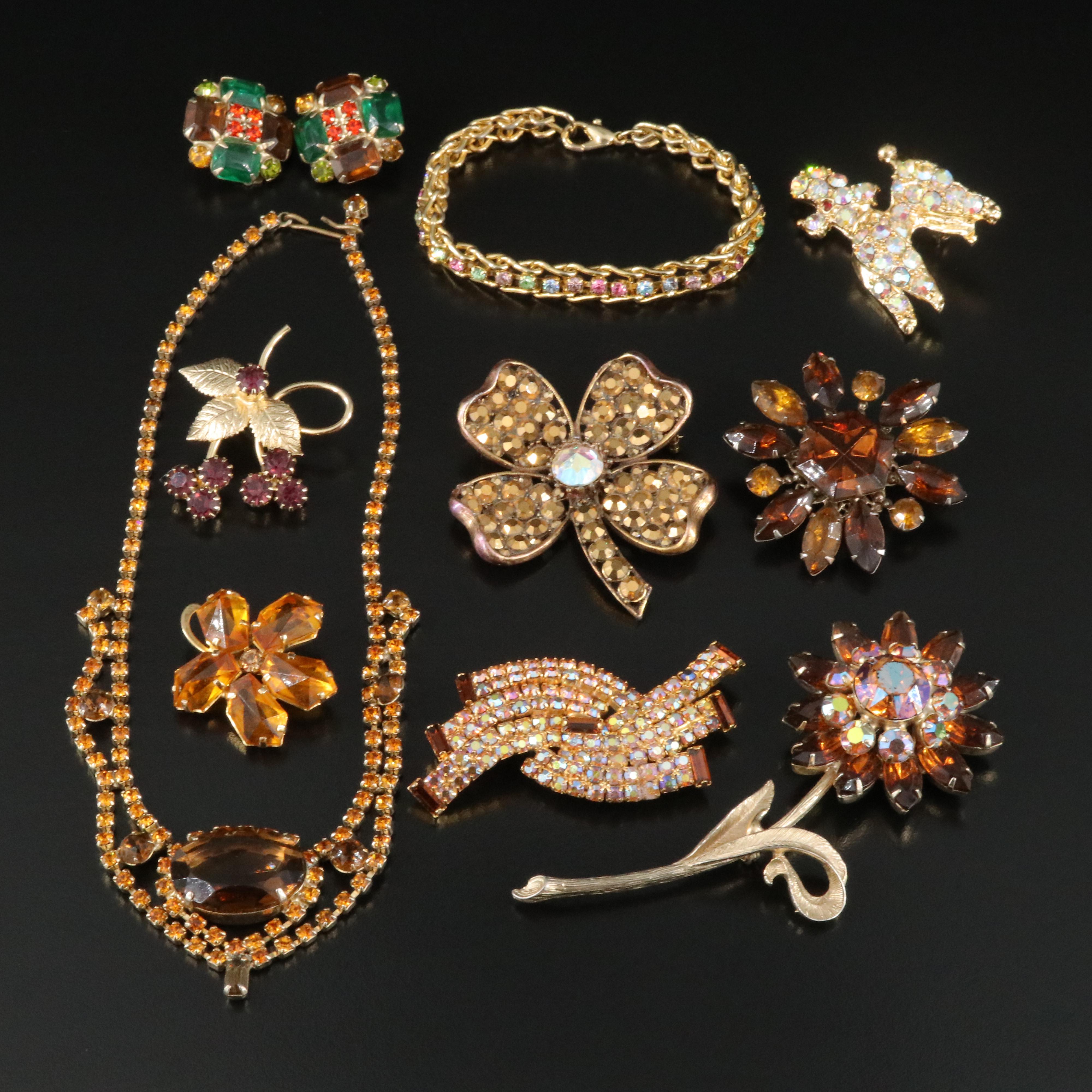 Vintage Rhinestone and Glass Jewelry Collection