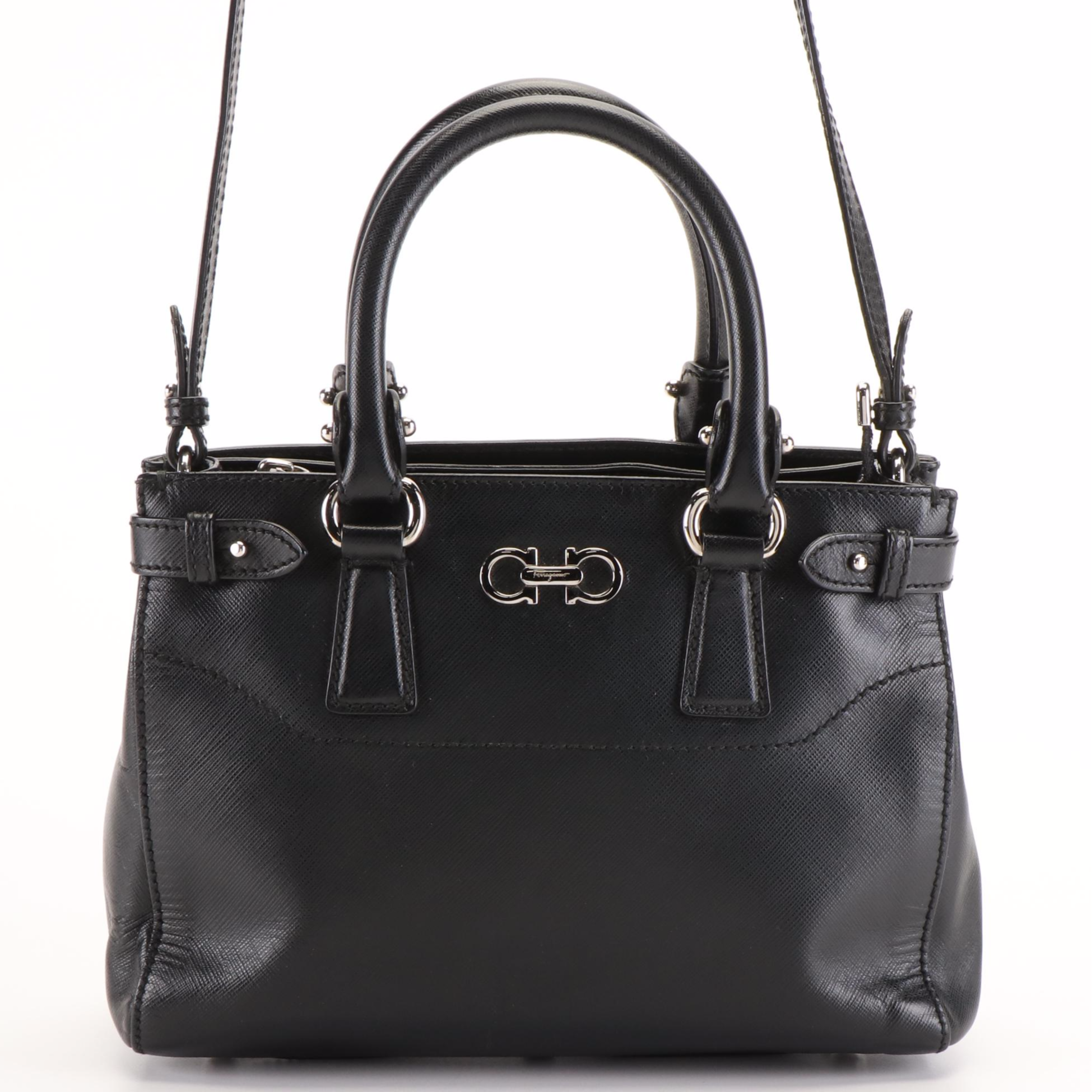 Salvatore Ferragamo 'Becky' 2Way Shoulder Bag in Black Leather