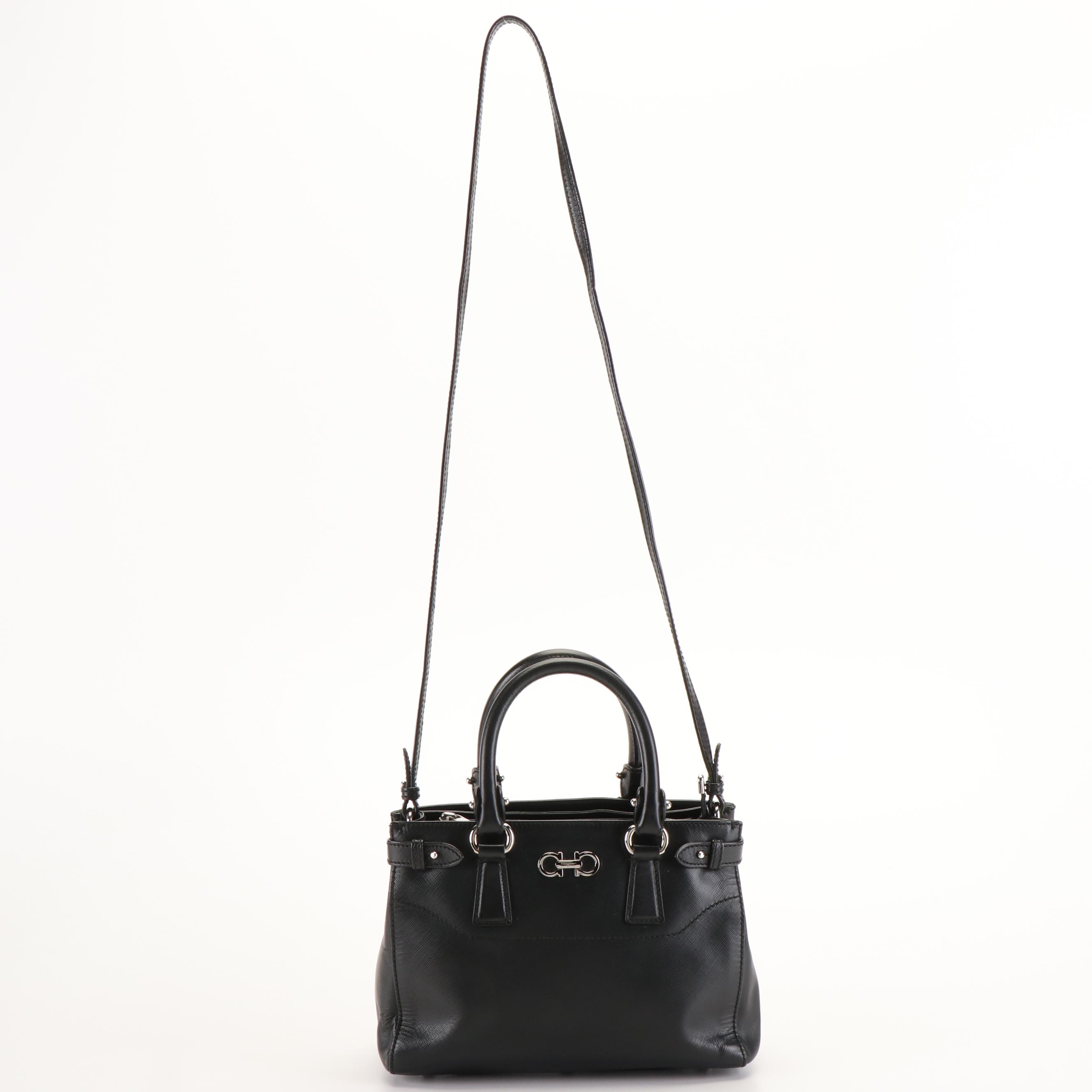 Salvatore Ferragamo 'Becky' 2Way Shoulder Bag in Black Leather