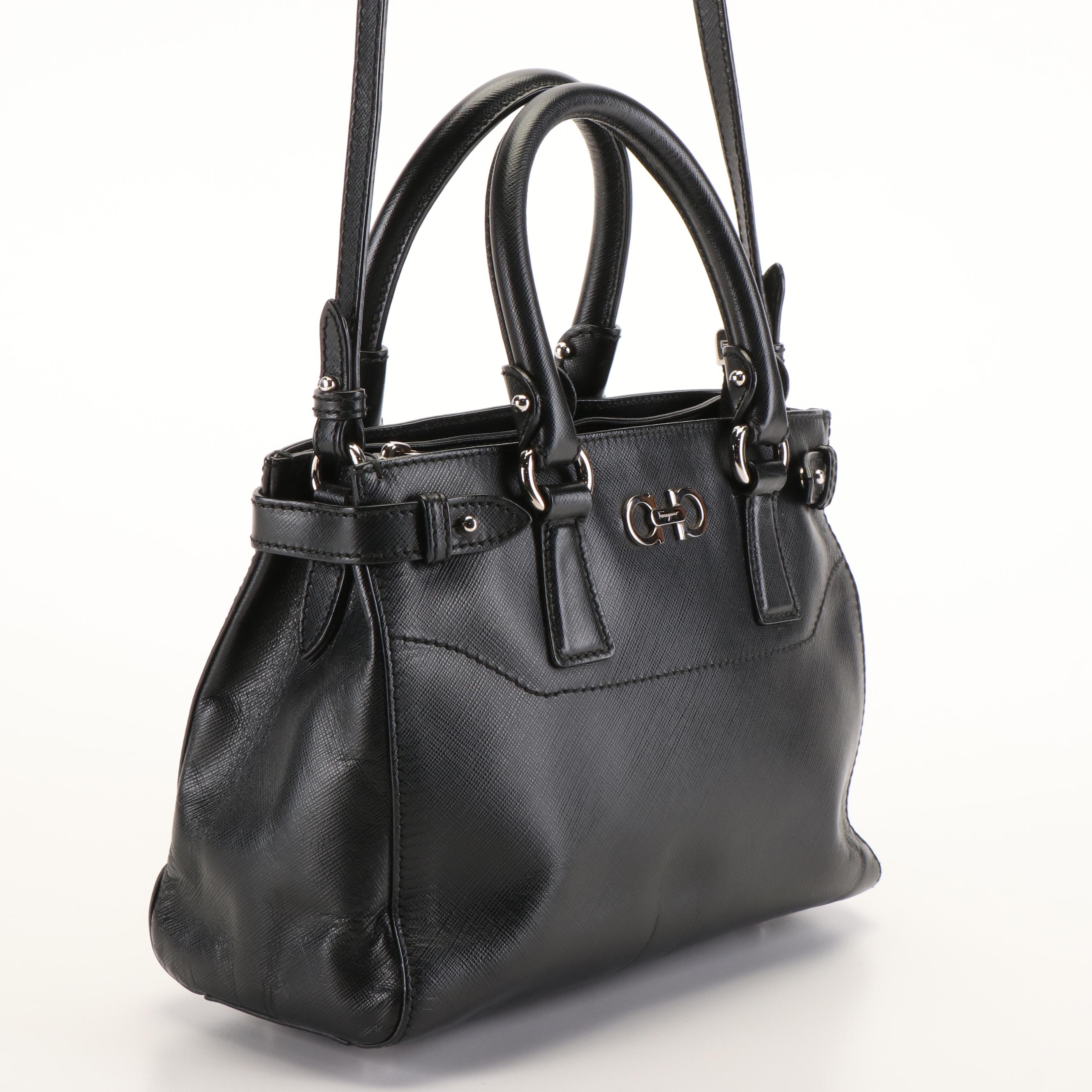 Salvatore Ferragamo 'Becky' 2Way Shoulder Bag in Black Leather