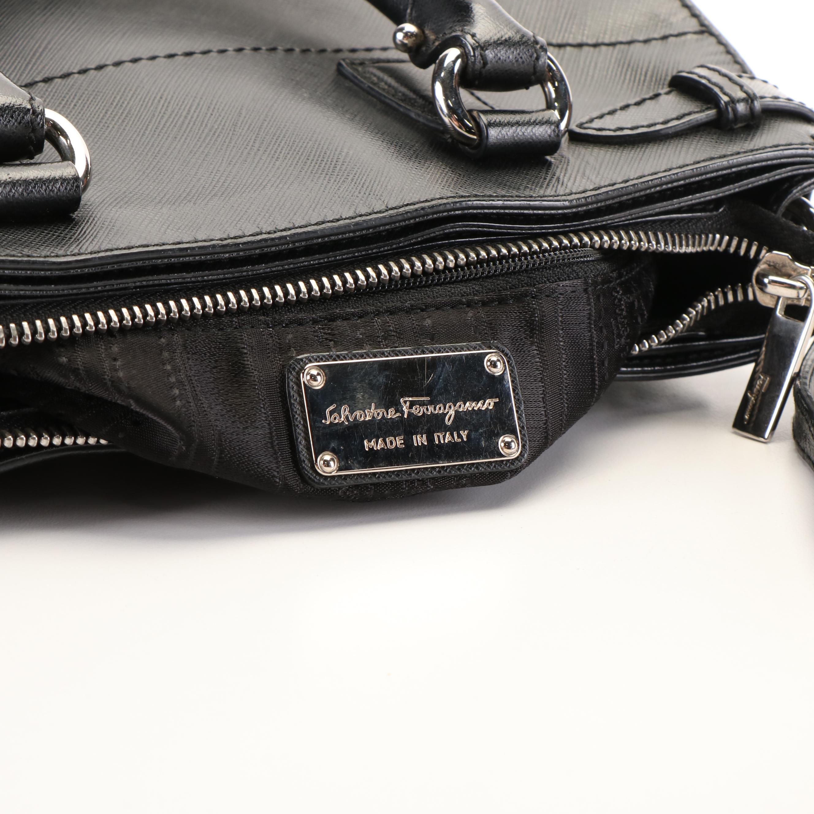 Salvatore Ferragamo 'Becky' 2Way Shoulder Bag in Black Leather