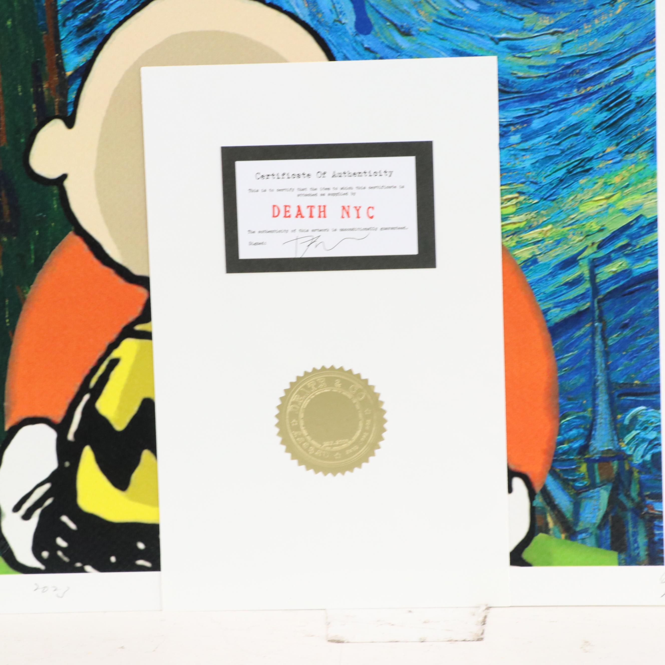 Death NYC Pop Art Graphic Print With Snoopy and Charlie Brown x Van Gogh, 2023