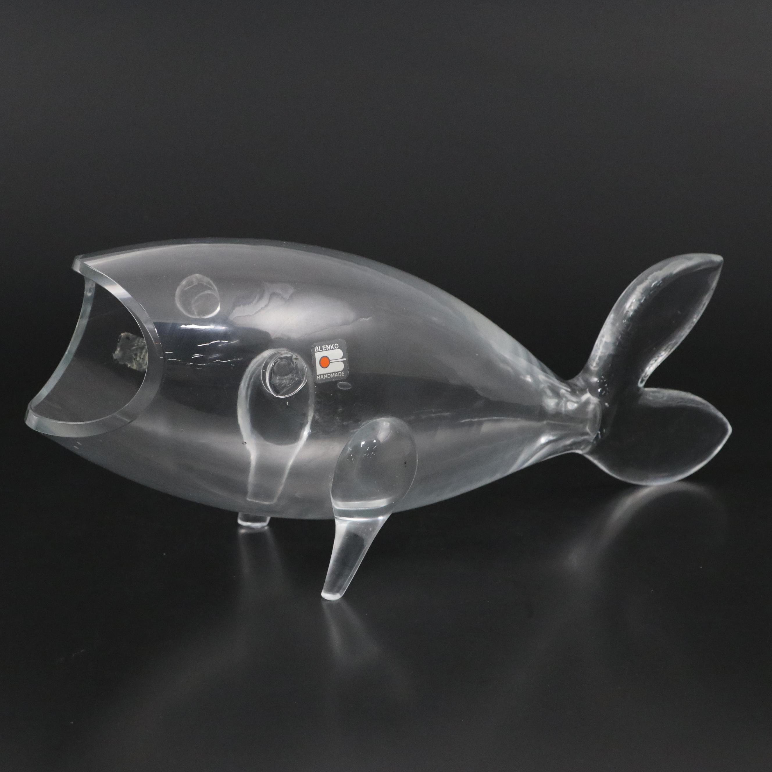 Blenko Handmade Glass Figural Fish Vase, Mid-20th Century