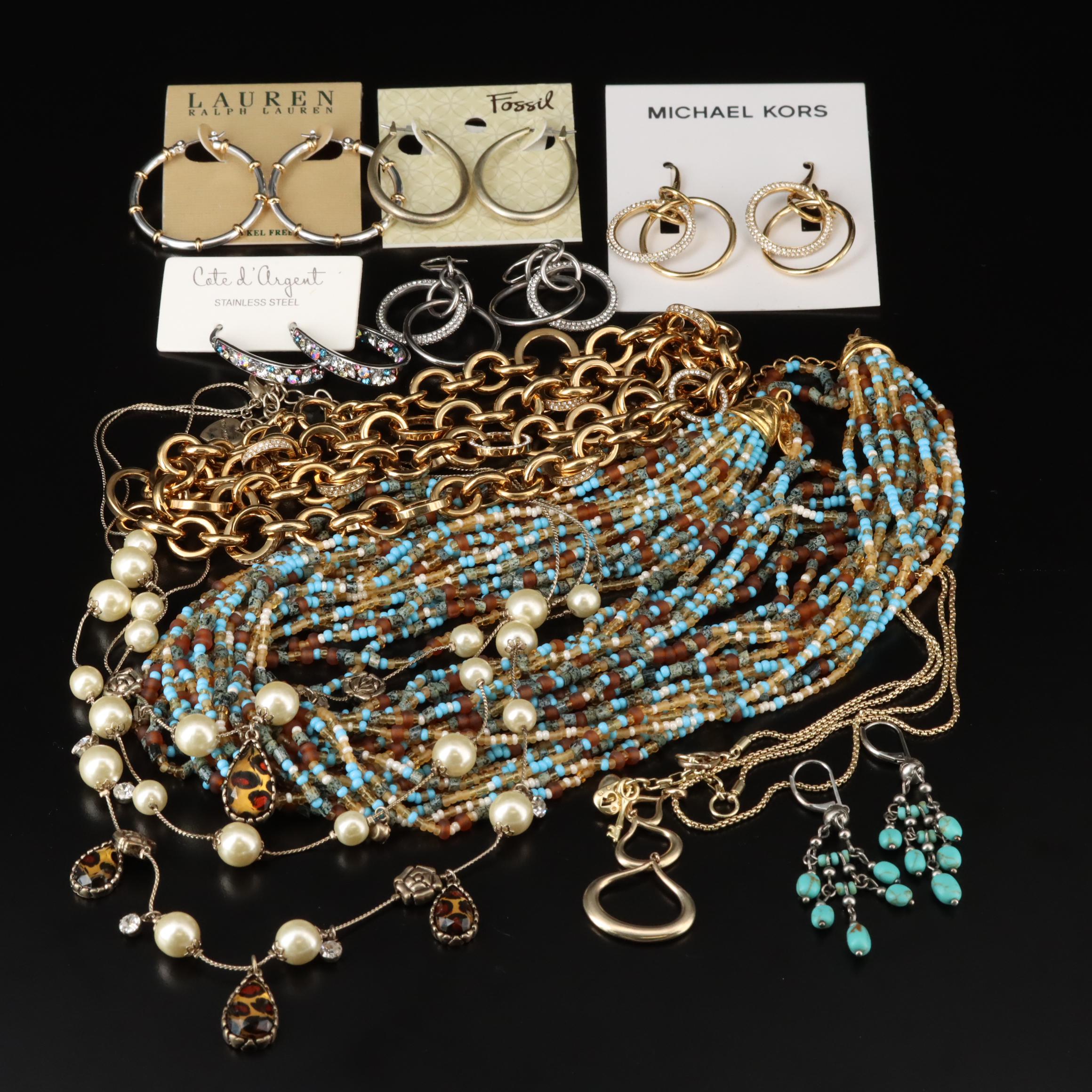 Kenneth Jay Lane Multi-Strand Czech Glass Necklace with Other Assorted Jewelry