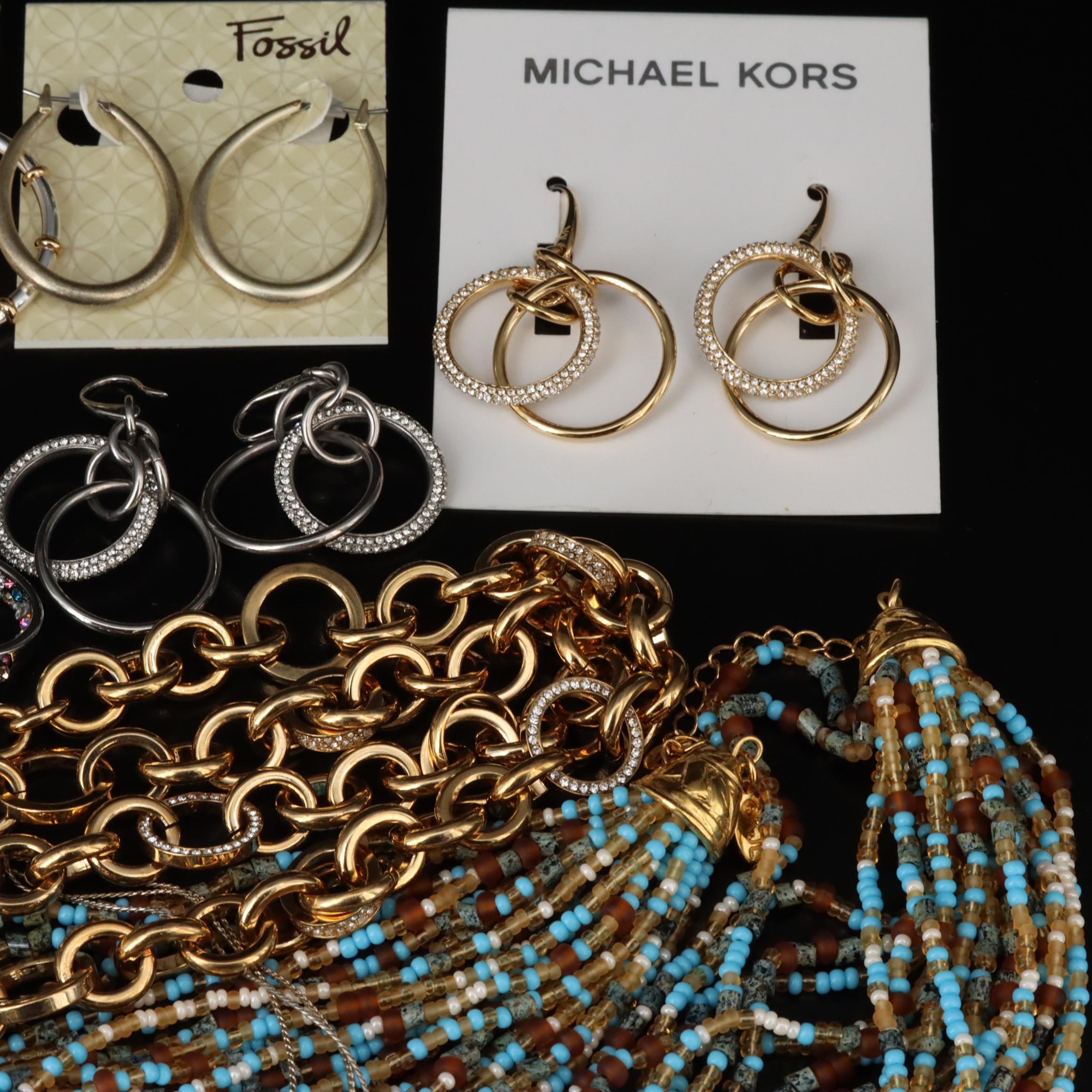 Kenneth Jay Lane Multi-Strand Czech Glass Necklace with Other Assorted Jewelry