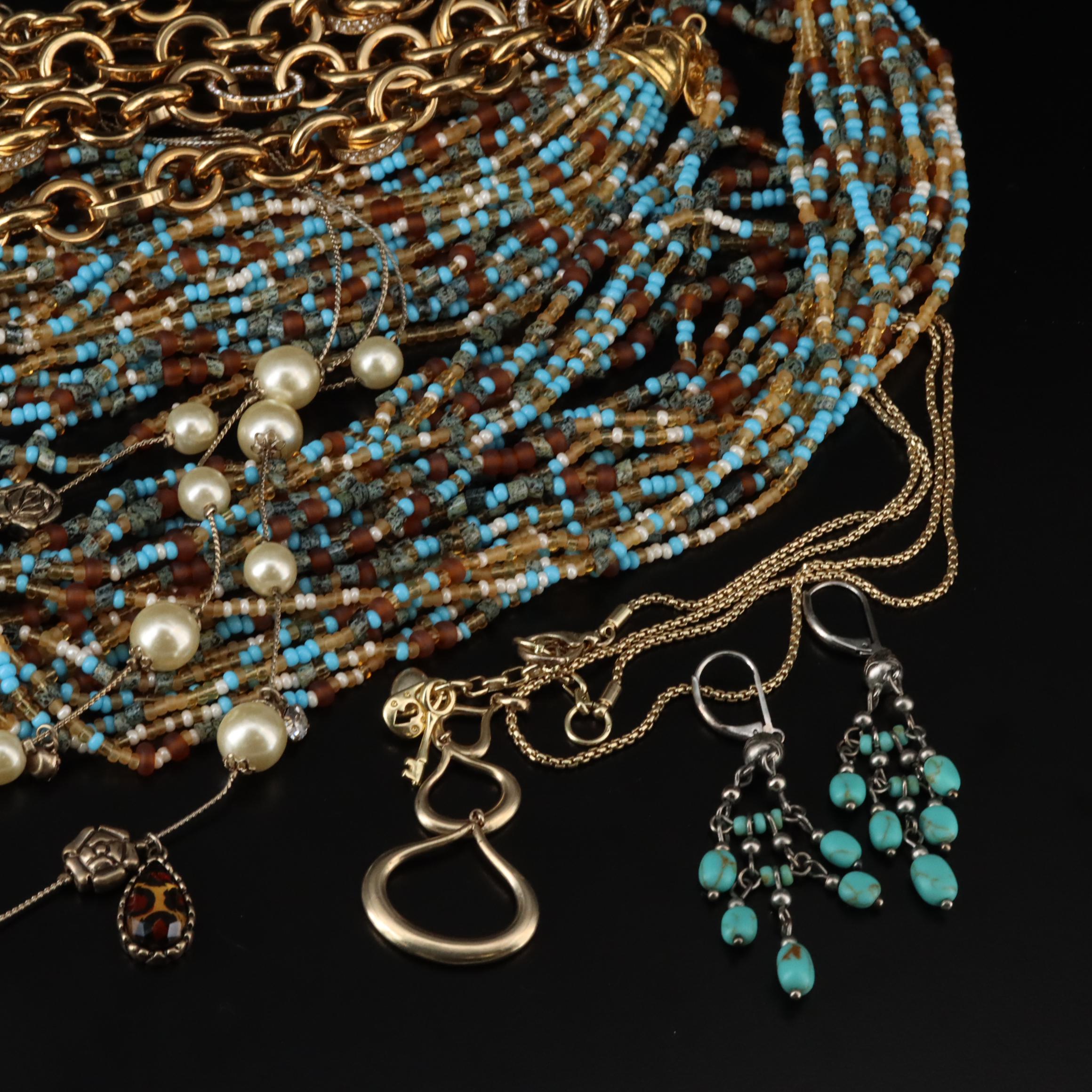 Kenneth Jay Lane Multi-Strand Czech Glass Necklace with Other Assorted Jewelry
