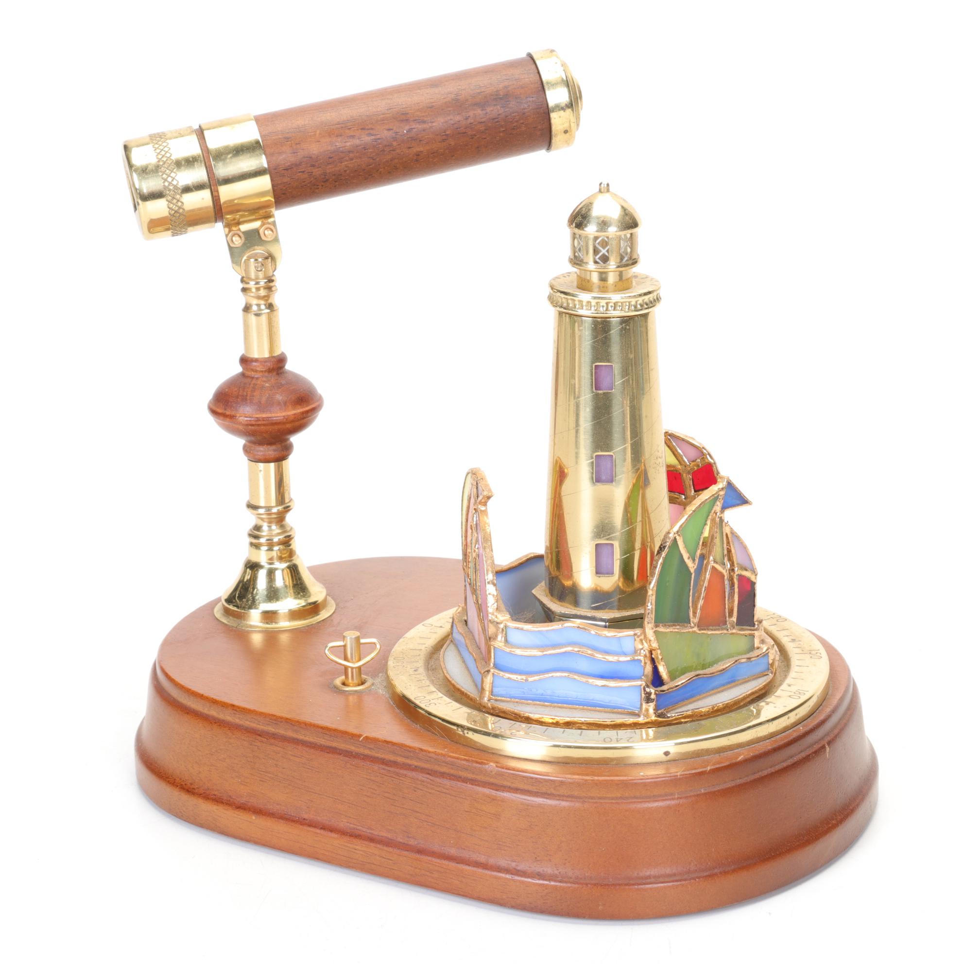 Stained Glass Lighthouse Music Box and Kaleidoscope with Suncatcher