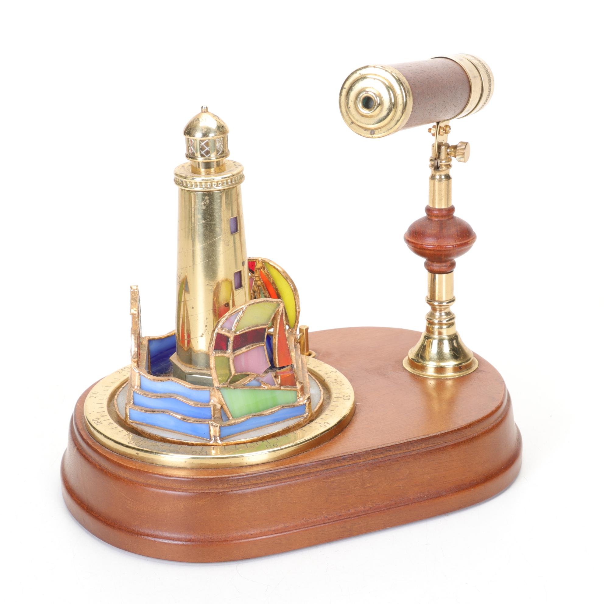 Stained Glass Lighthouse Music Box and Kaleidoscope with Suncatcher