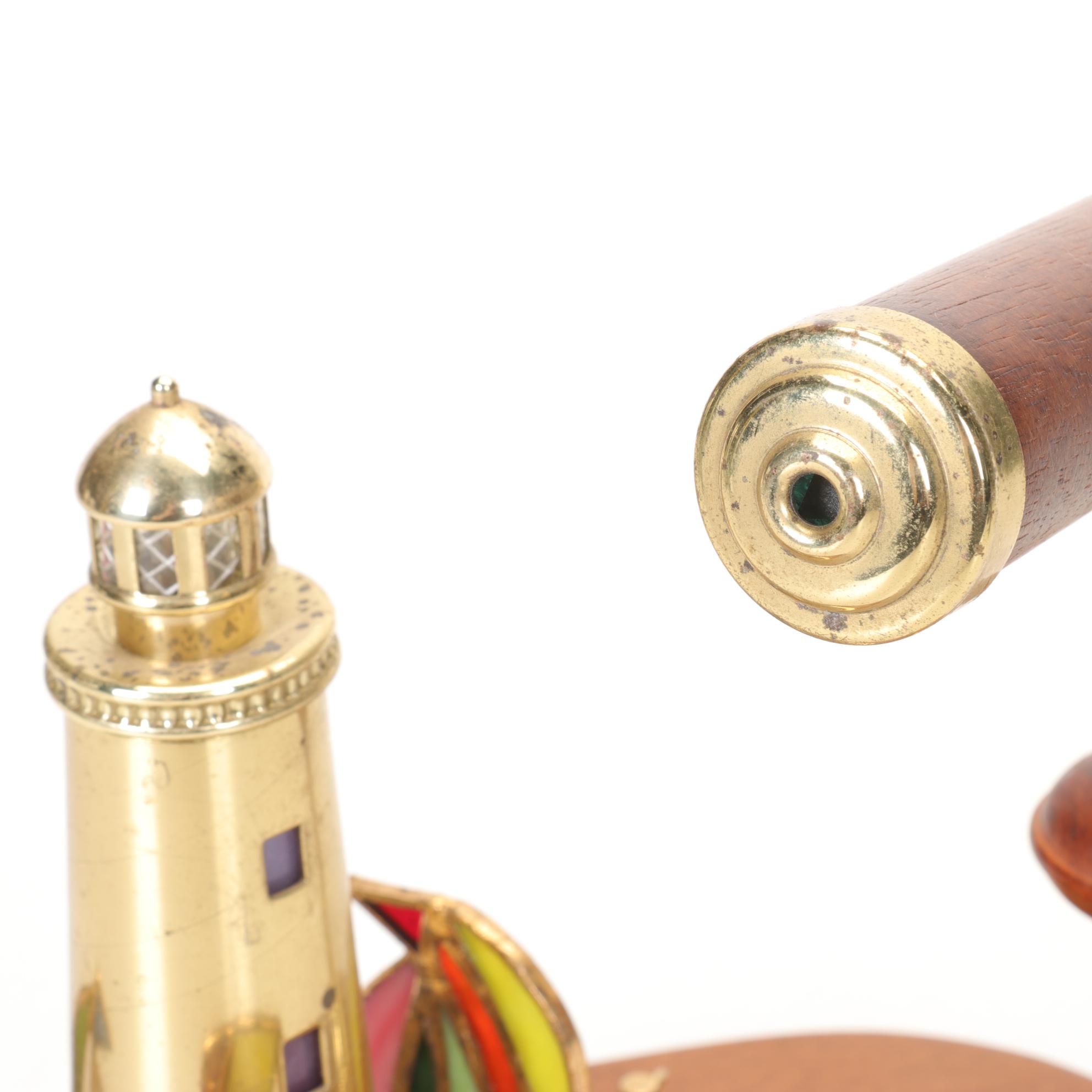 Stained Glass Lighthouse Music Box and Kaleidoscope with Suncatcher