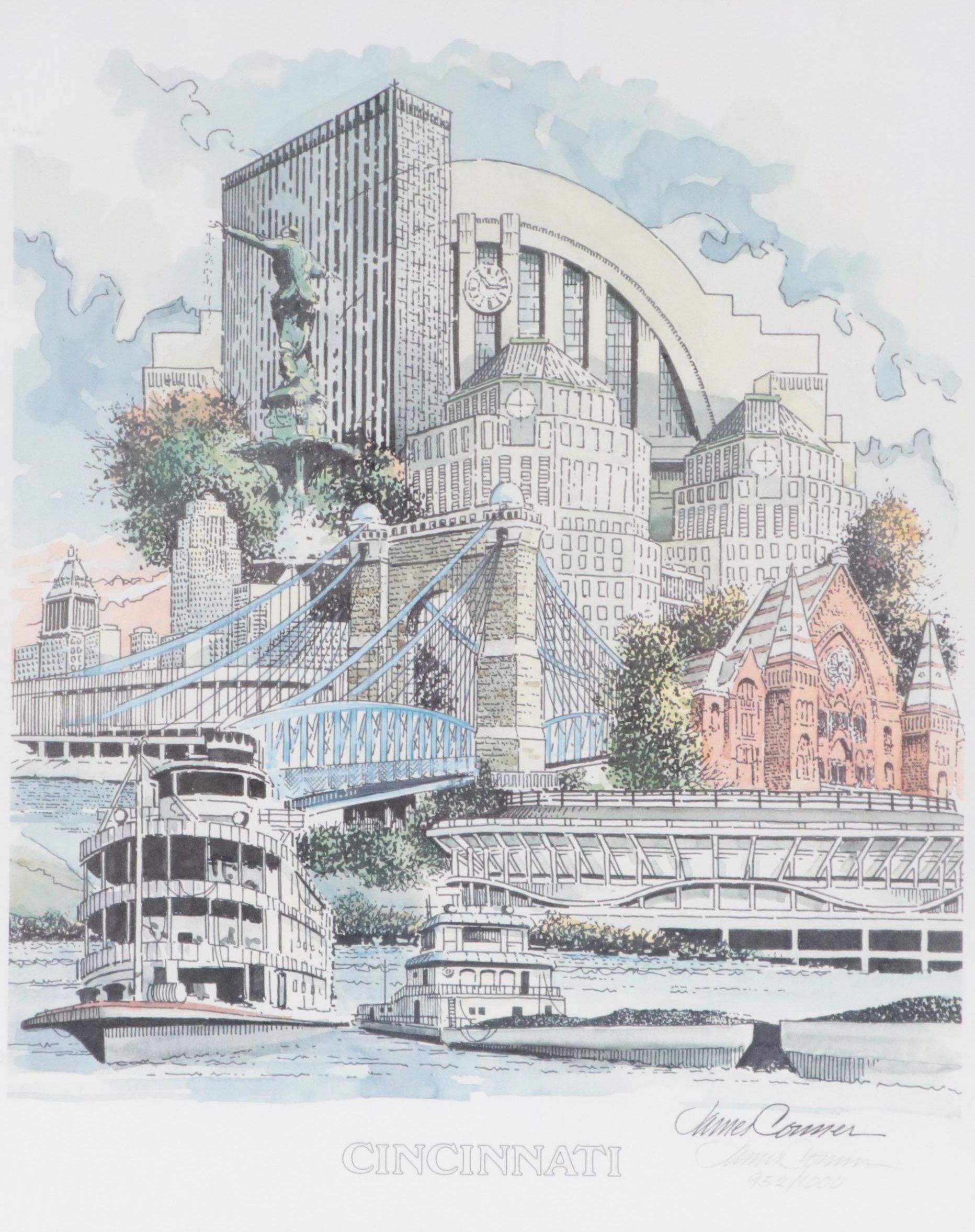 James Conner Offset Lithograph "Cincinnati"
