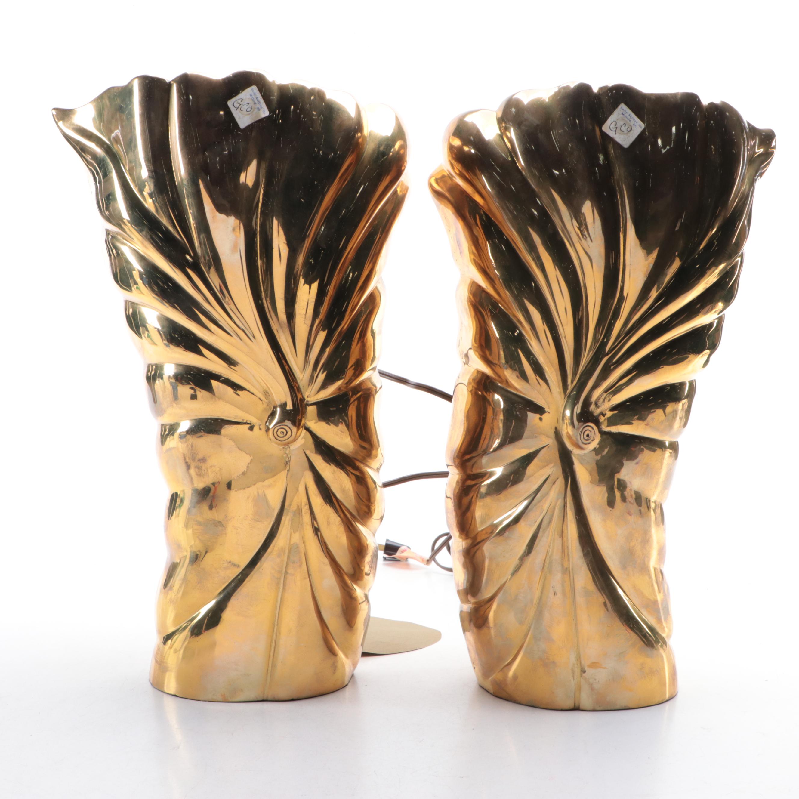 Chapman Brass Seashell Table Lamps, Late 20th Century