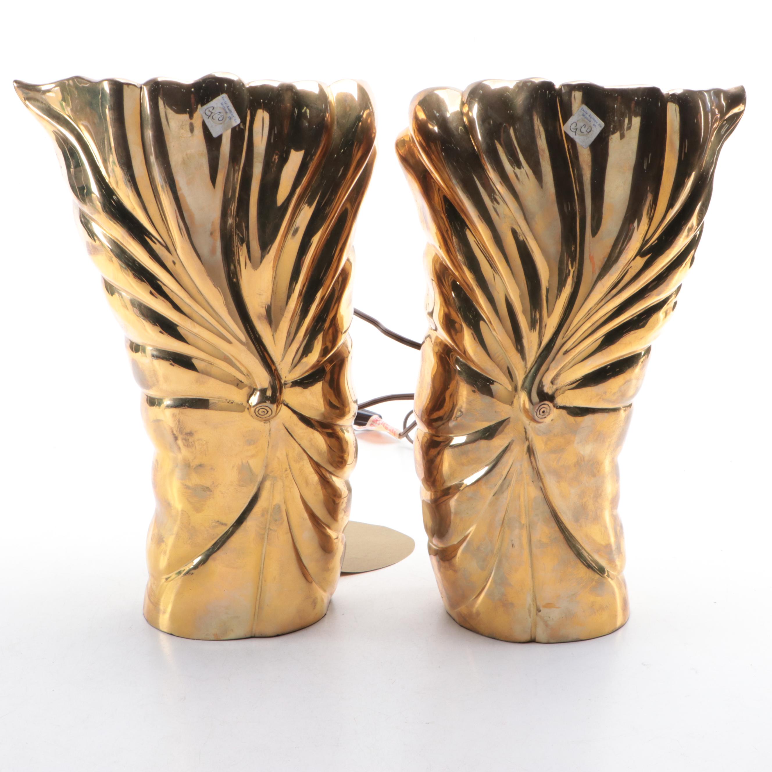 Chapman Brass Seashell Table Lamps, Late 20th Century