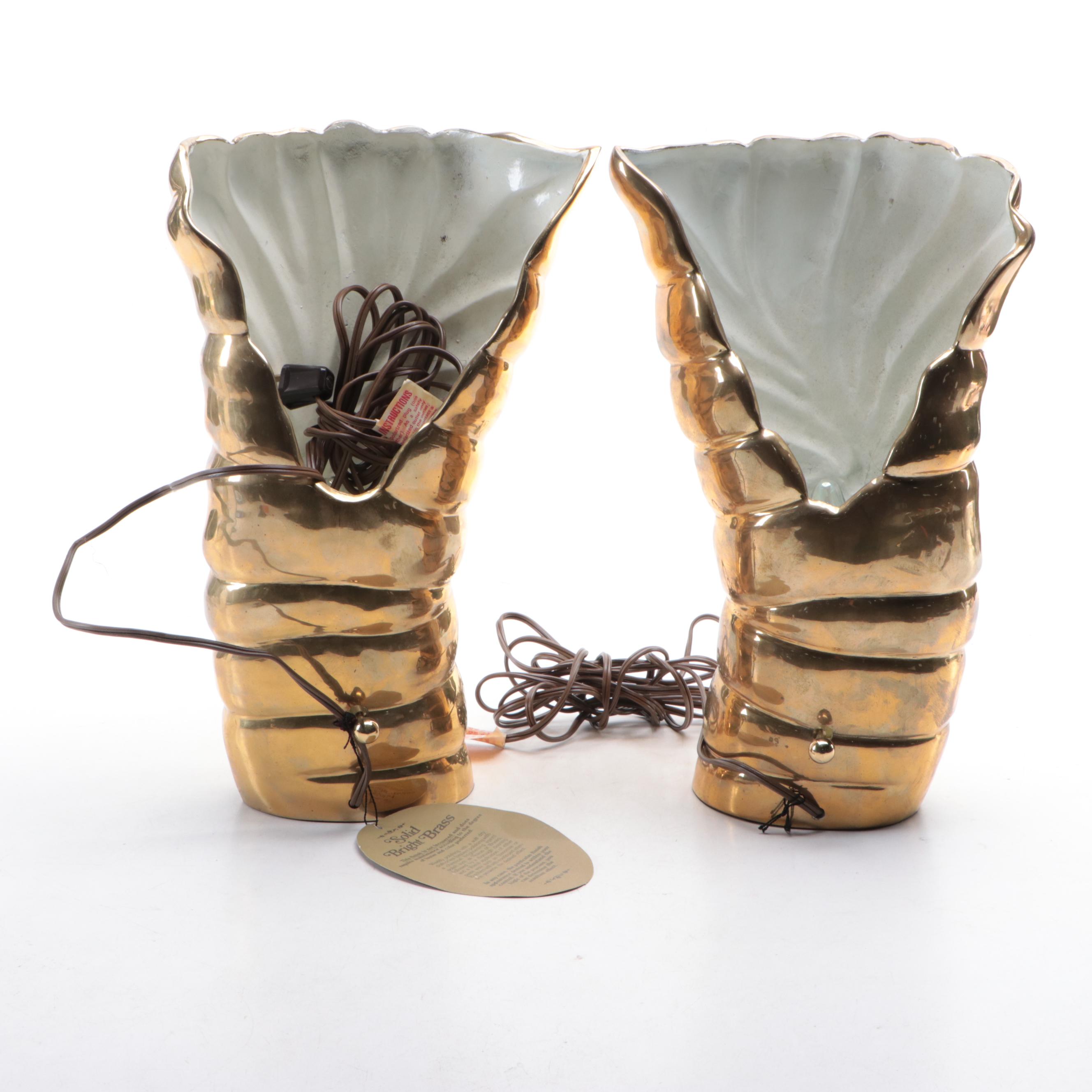 Chapman Brass Seashell Table Lamps, Late 20th Century