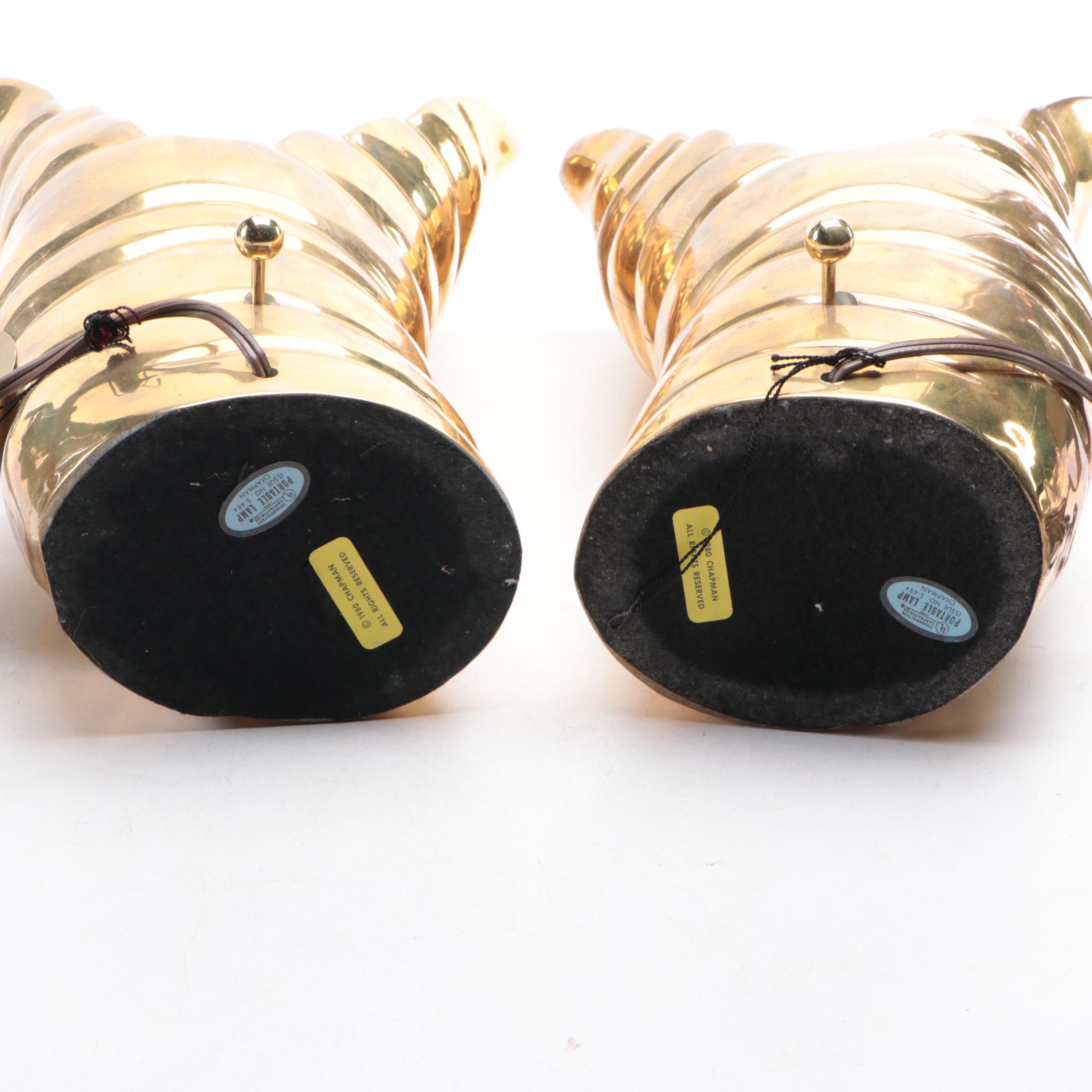 Chapman Brass Seashell Table Lamps, Late 20th Century