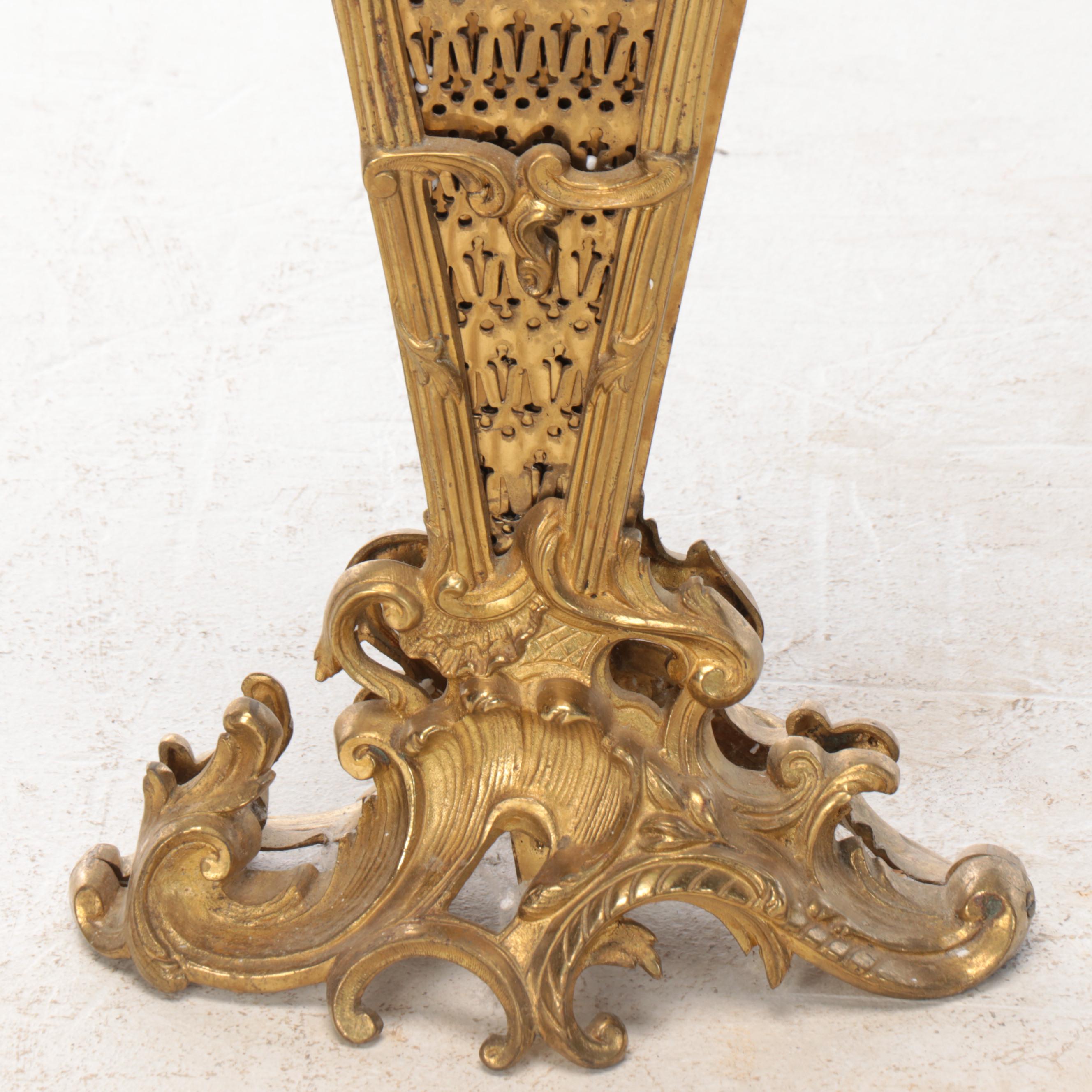 Rococo Brass Peacock Fan Folding Fireplace Screen