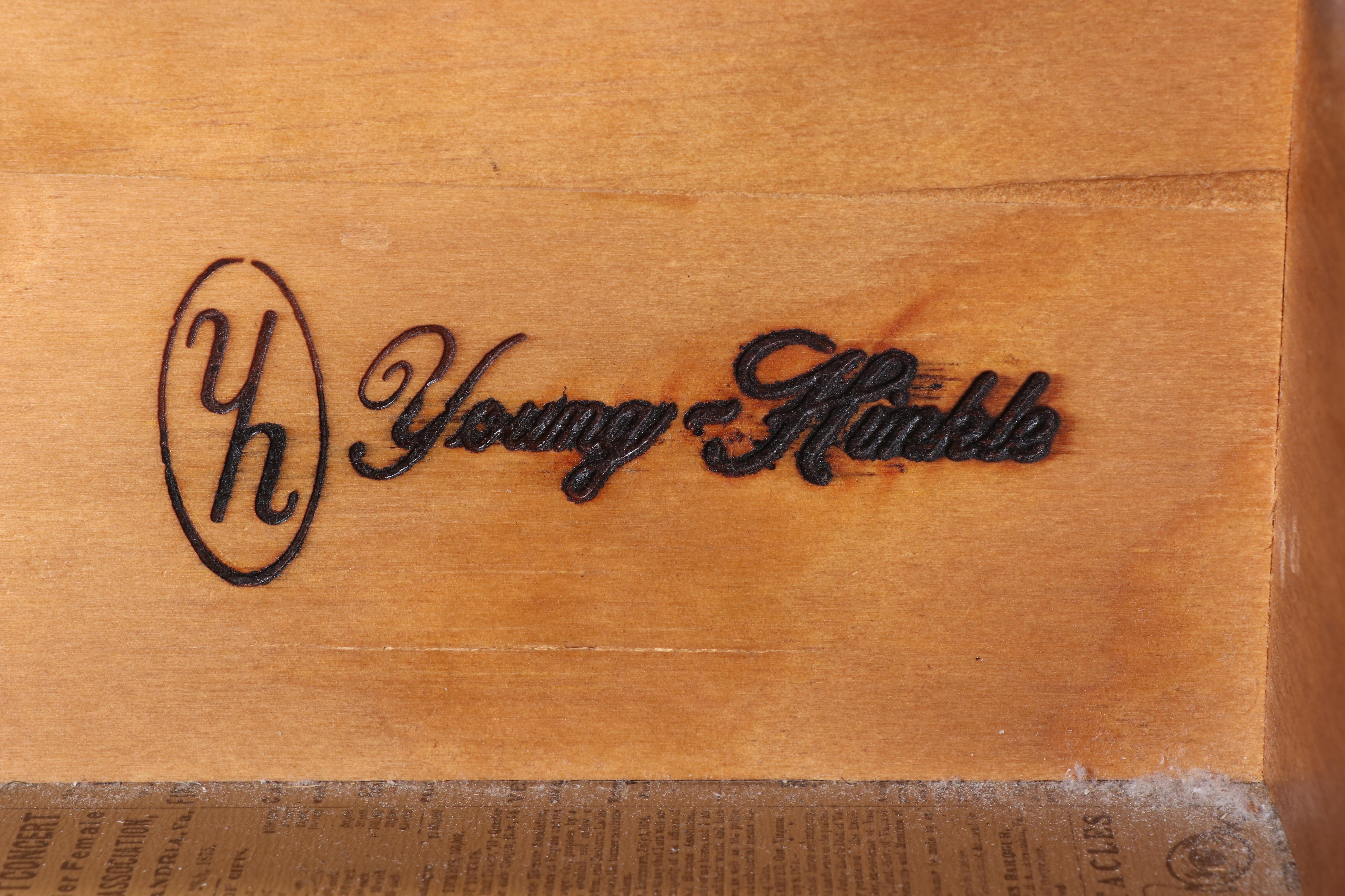 Young-Hinkle Campaign Style Pine Five-Drawer Hat Box Chest, Late 20th Century