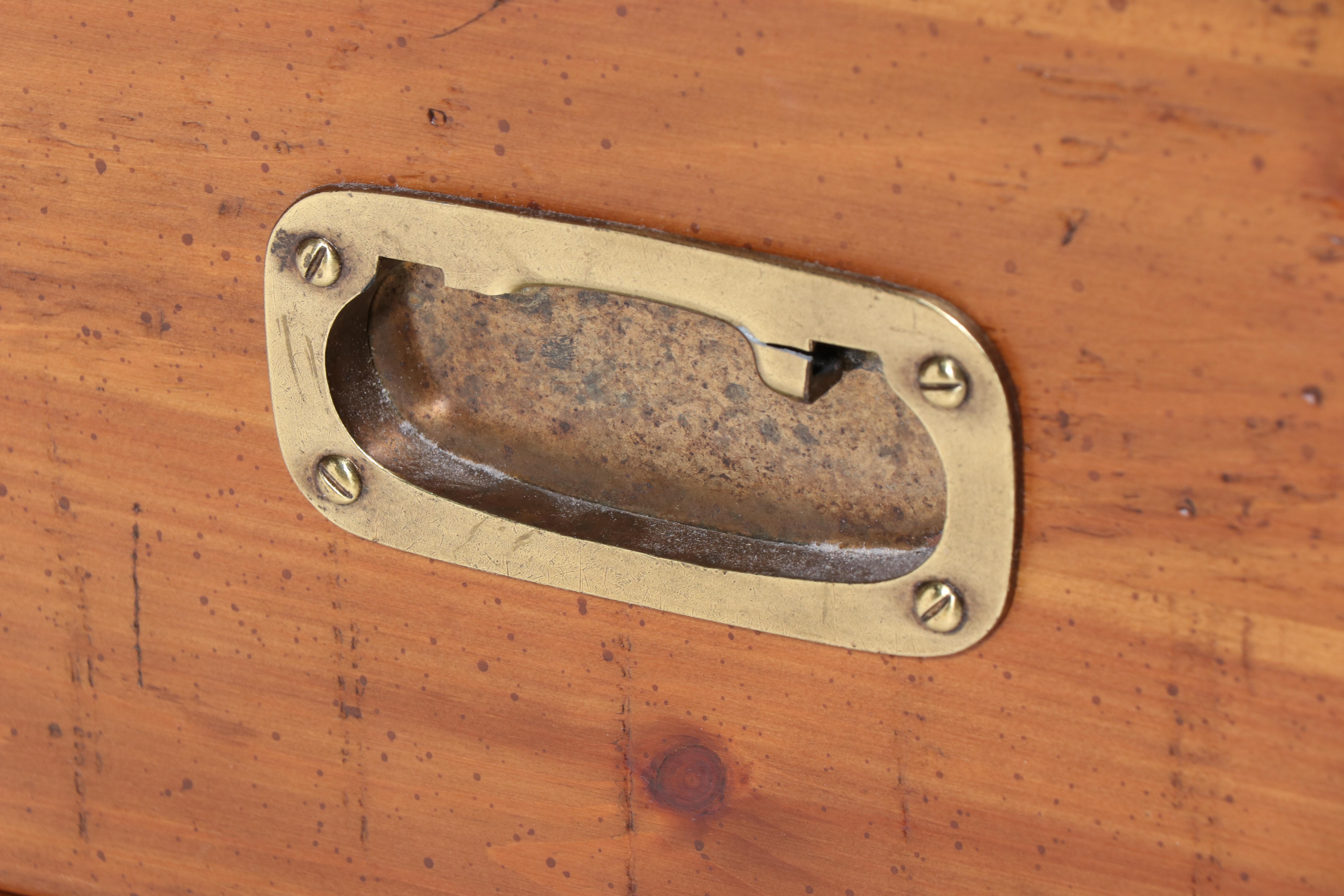 Young-Hinkle Campaign Style Pine Five-Drawer Hat Box Chest, Late 20th Century