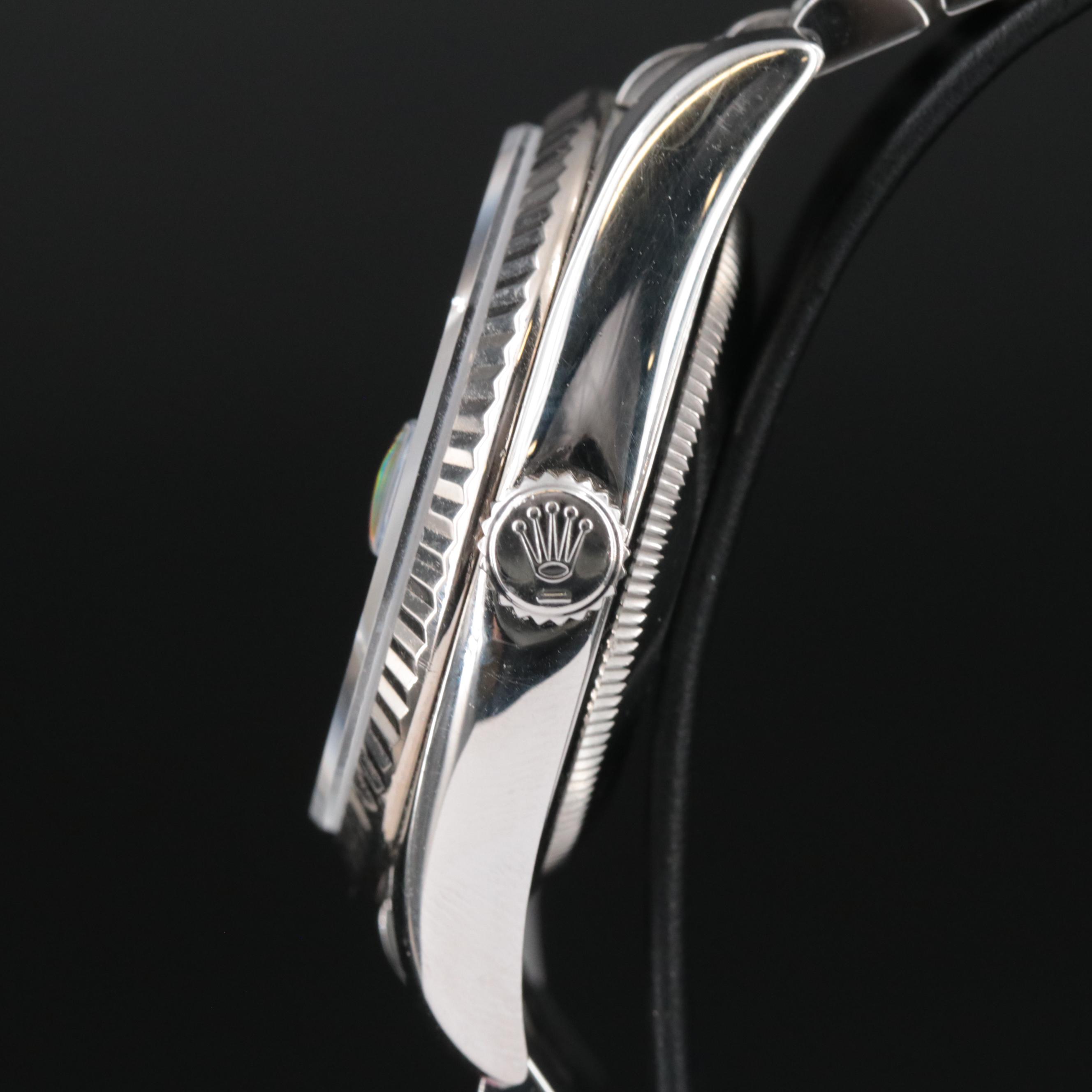 Rolex Datejust Blue Index Dial 18K Fluted Bezel Watch