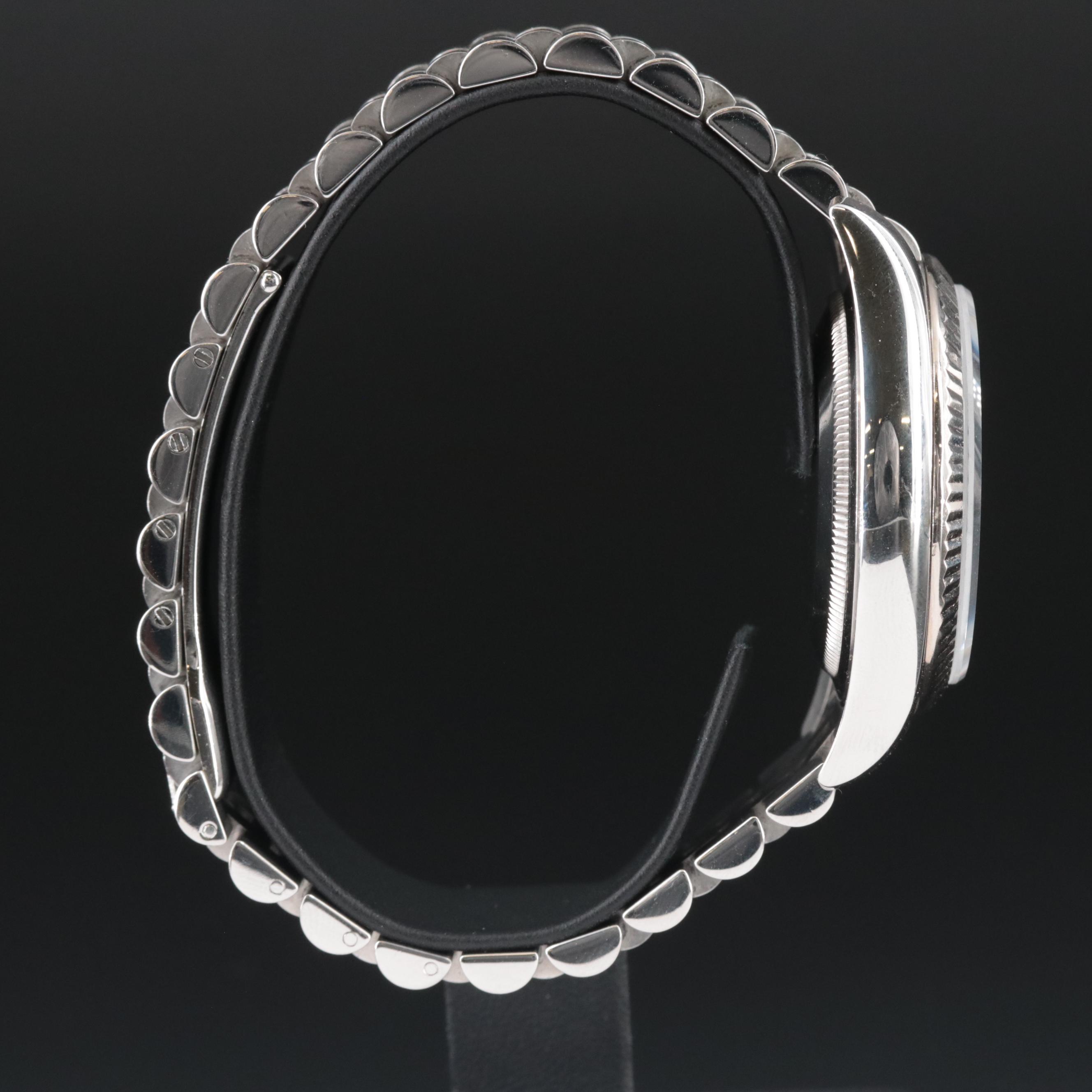 Rolex Datejust Blue Index Dial 18K Fluted Bezel Watch