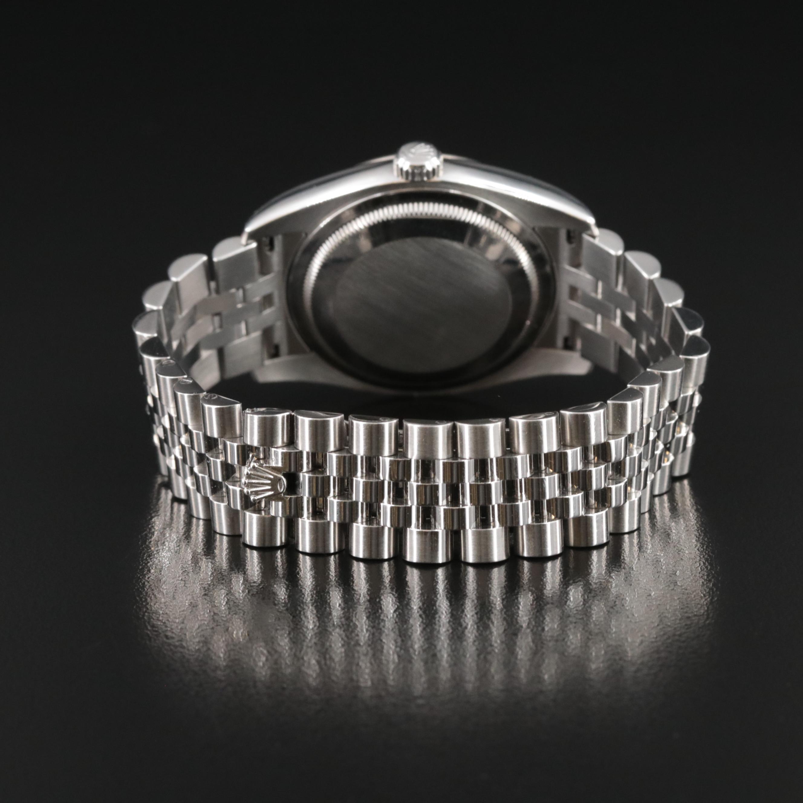 Rolex Datejust Blue Index Dial 18K Fluted Bezel Watch