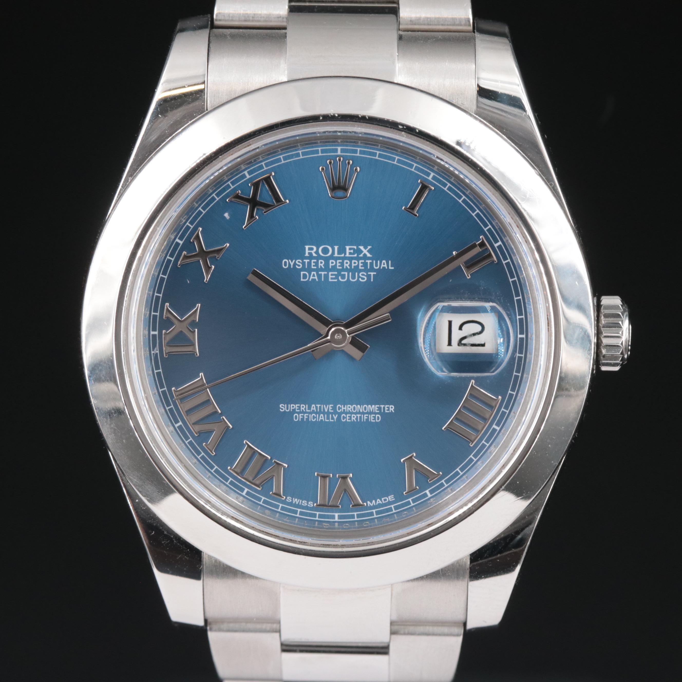 Rolex Datejust II Blue Roman Dial Watch