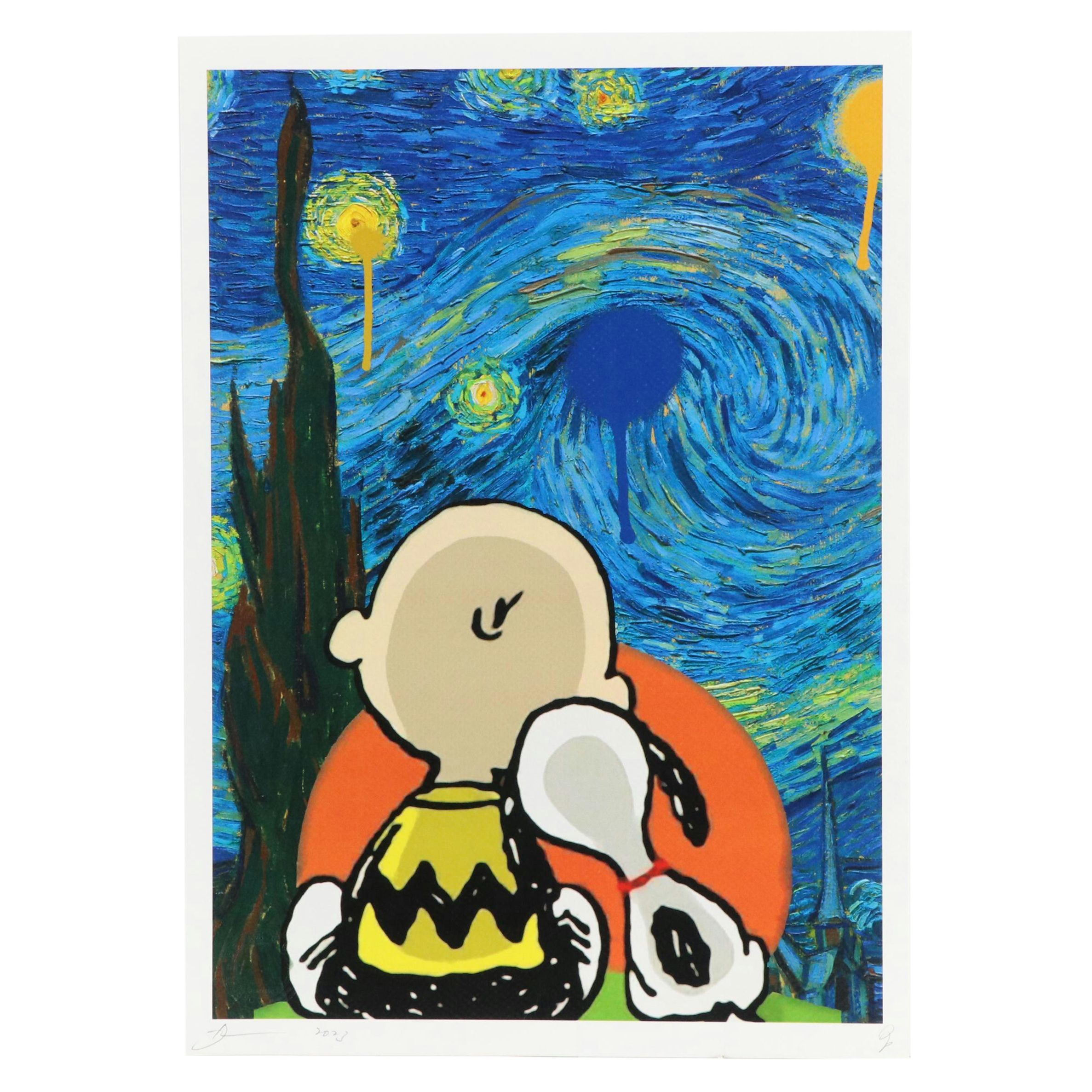 Death NYC Pop Art Graphic Print With Snoopy and Charlie Brown x Van Gogh, 2023