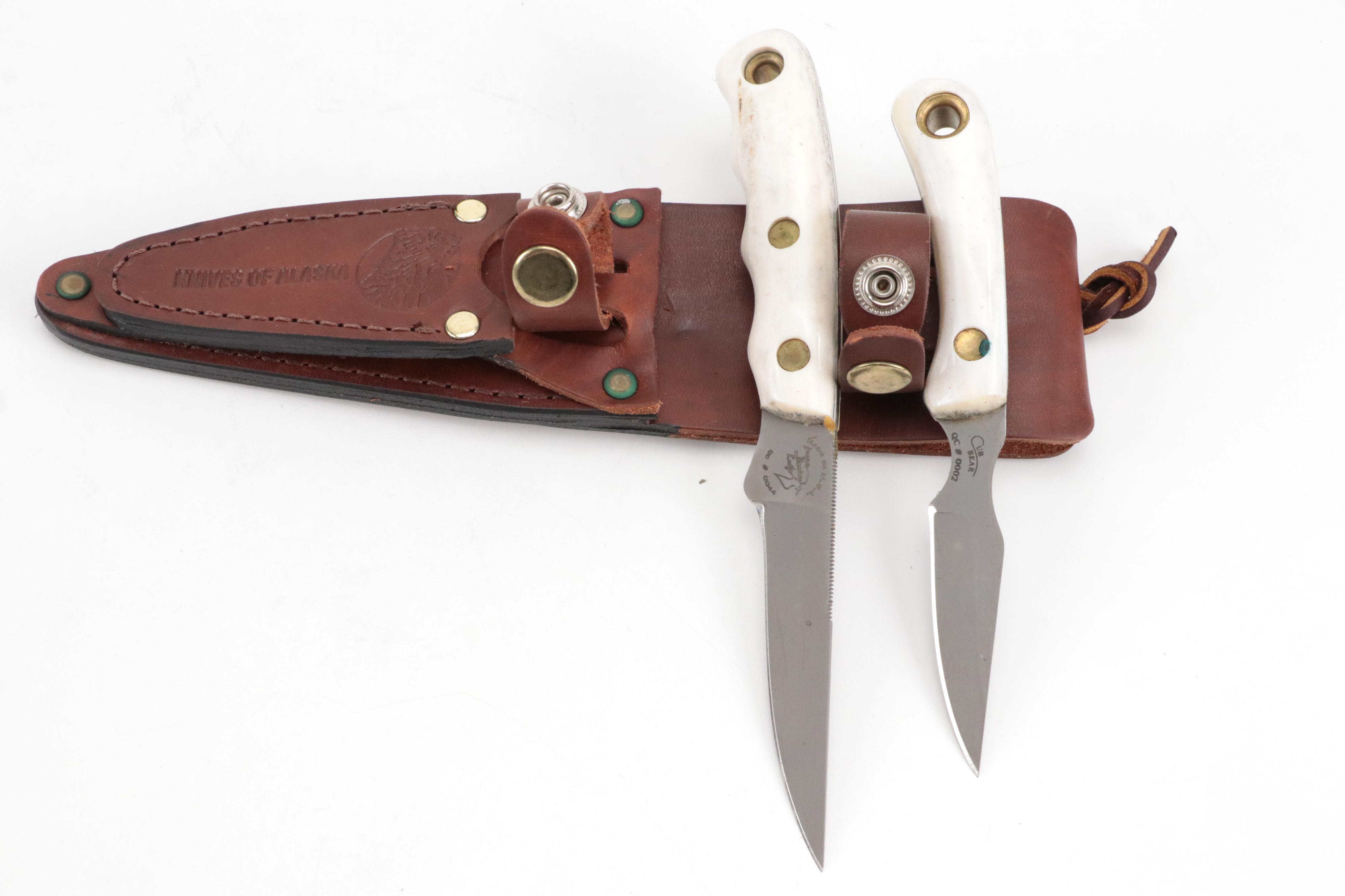 Knives of Alaska "Cub Bear" and "Jaeger Boning Knife" Bone Handled Knife Set