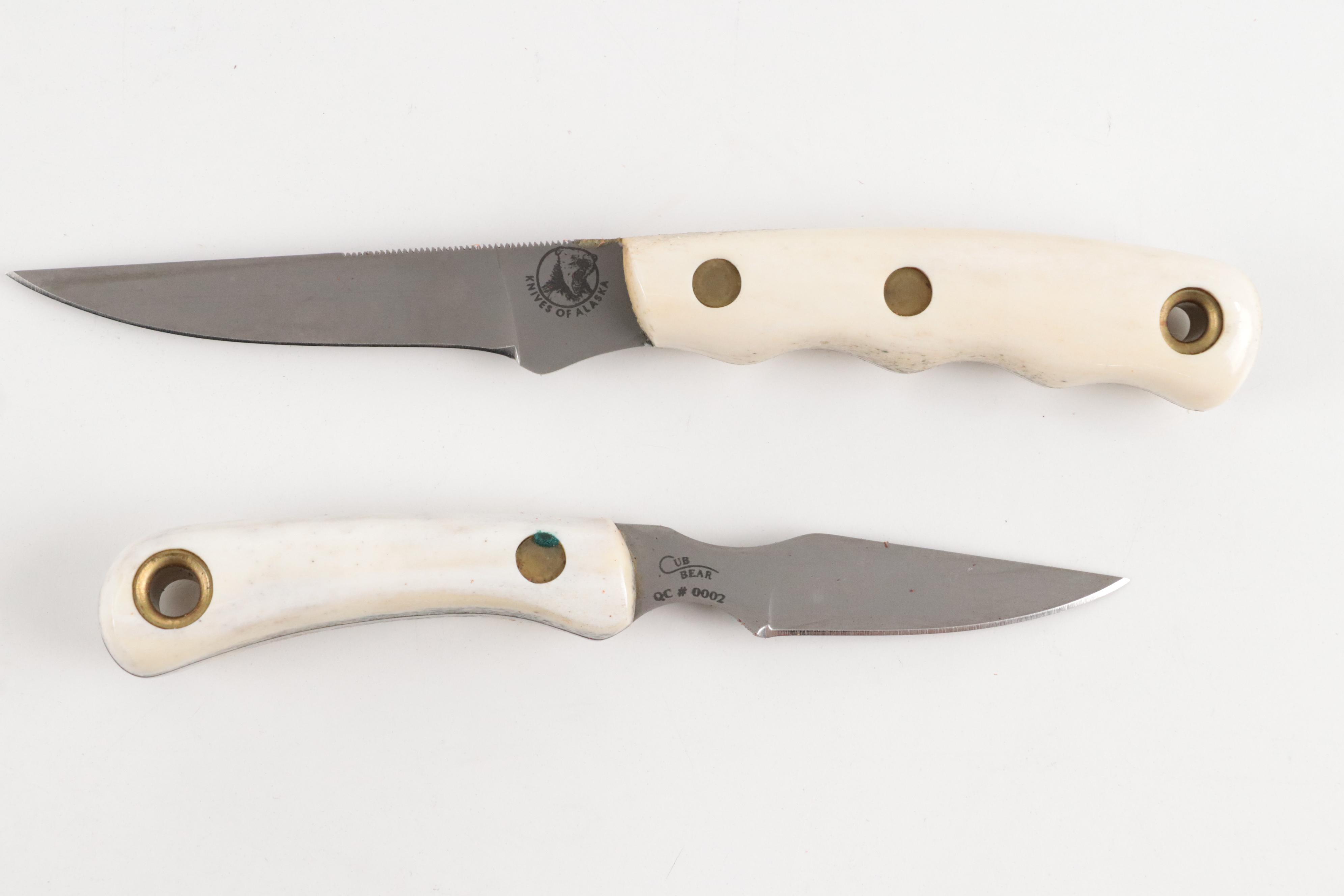 Knives of Alaska "Cub Bear" and "Jaeger Boning Knife" Bone Handled Knife Set