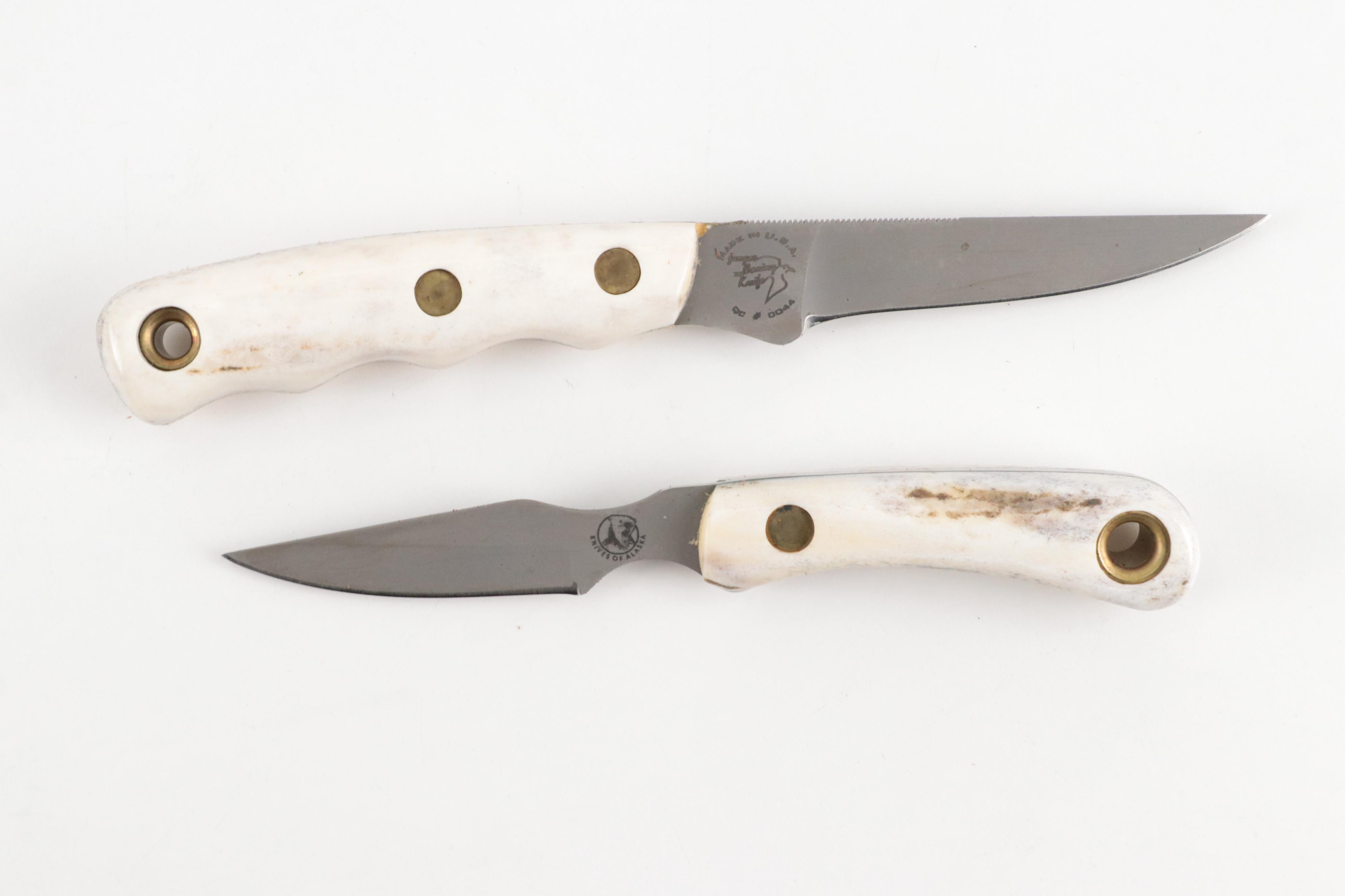 Knives of Alaska "Cub Bear" and "Jaeger Boning Knife" Bone Handled Knife Set