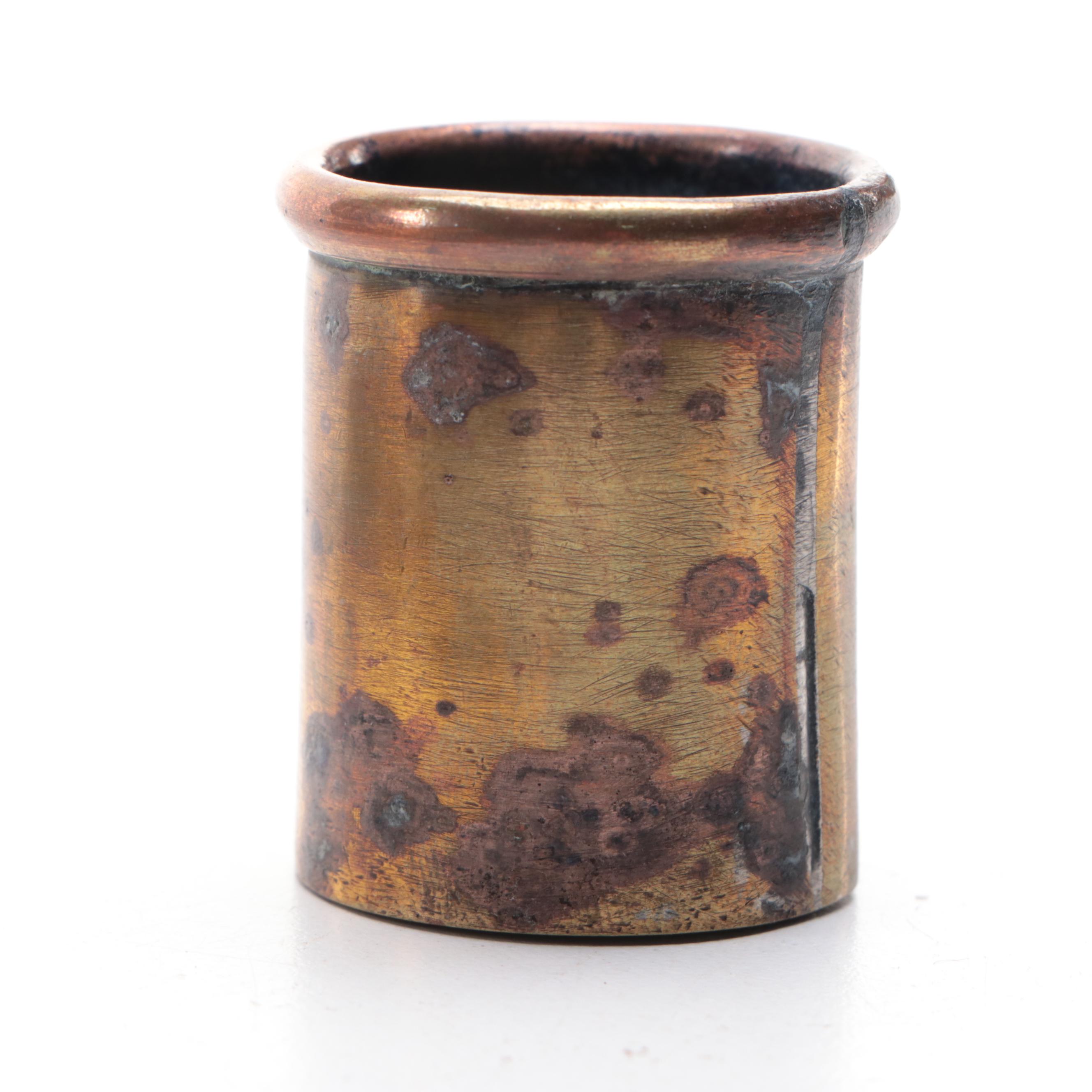 British Embossed Brass Inkwell