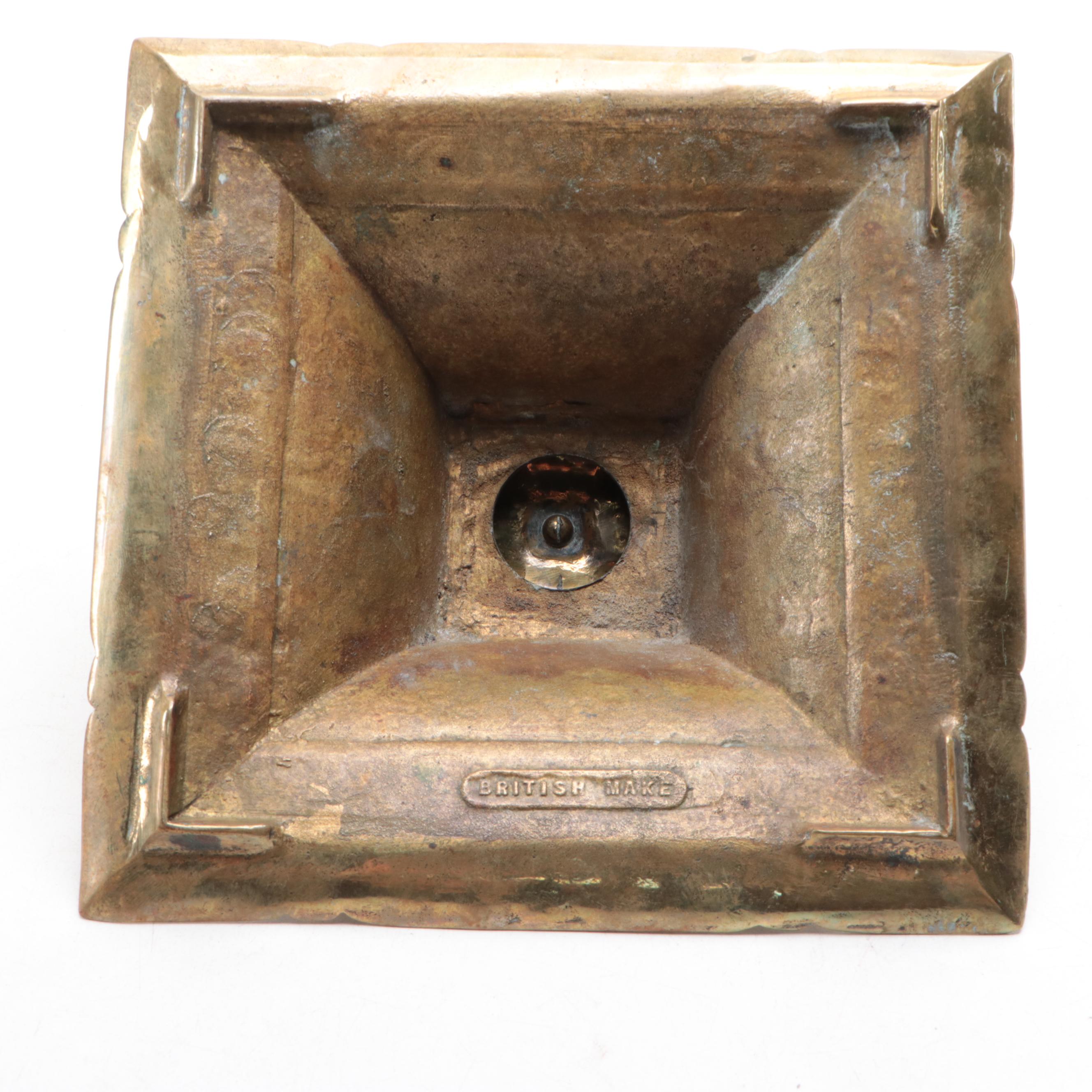 British Embossed Brass Inkwell